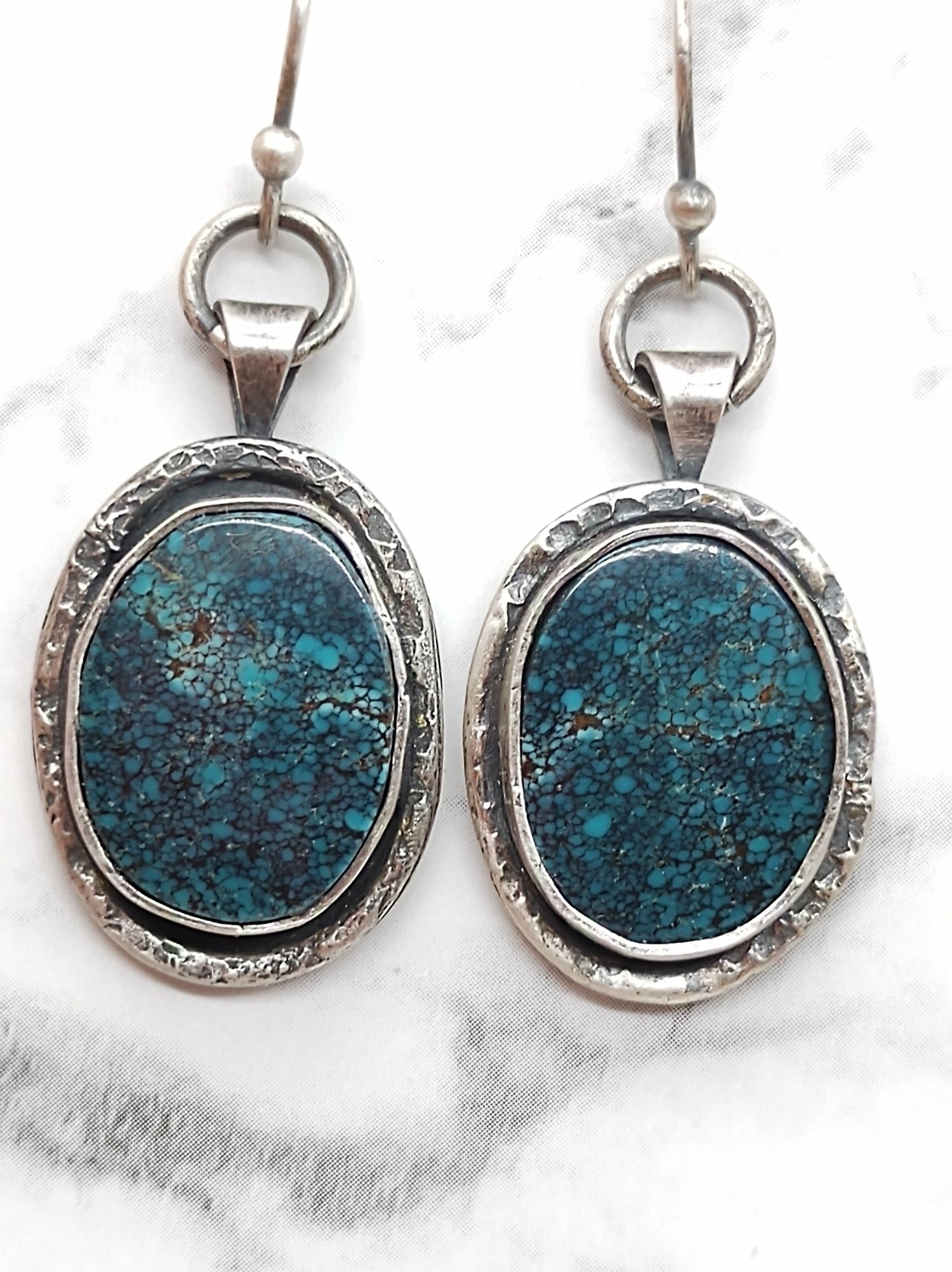 spiderweb turquoise silver earrings