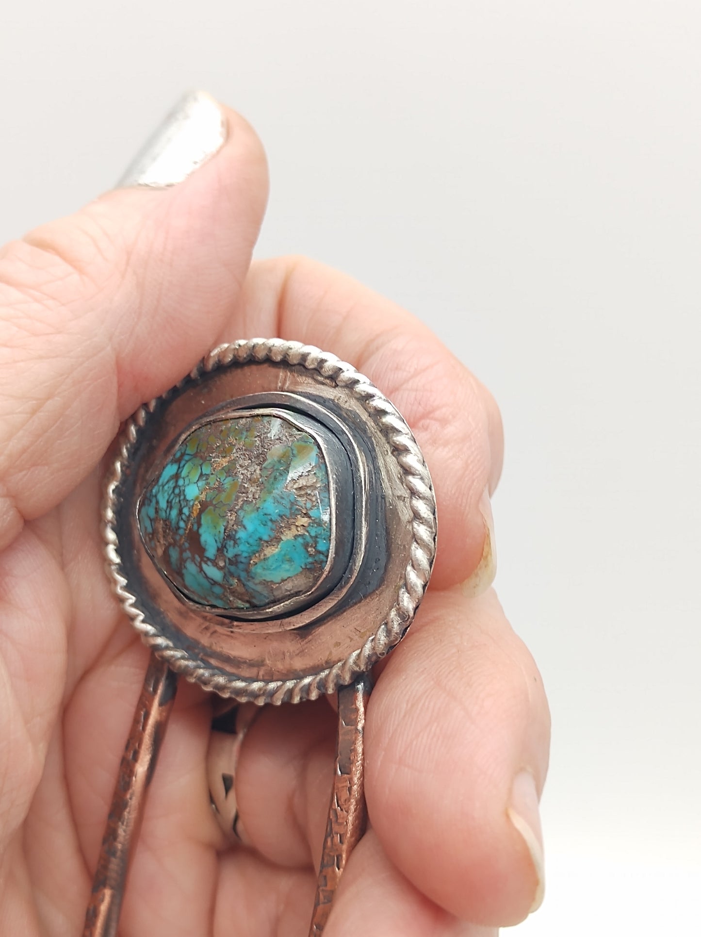 Turquoise Nugget Sterling Silver Hair Fork with American Turquoise by Folks On The Edge