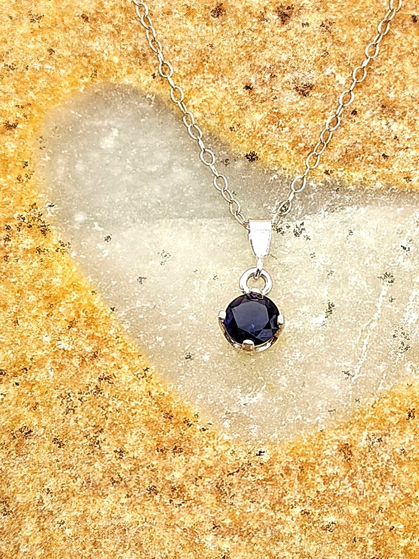 Black Spinel Sterling Silver Pendant Necklace with 6mm round stone - Folks On The Edge