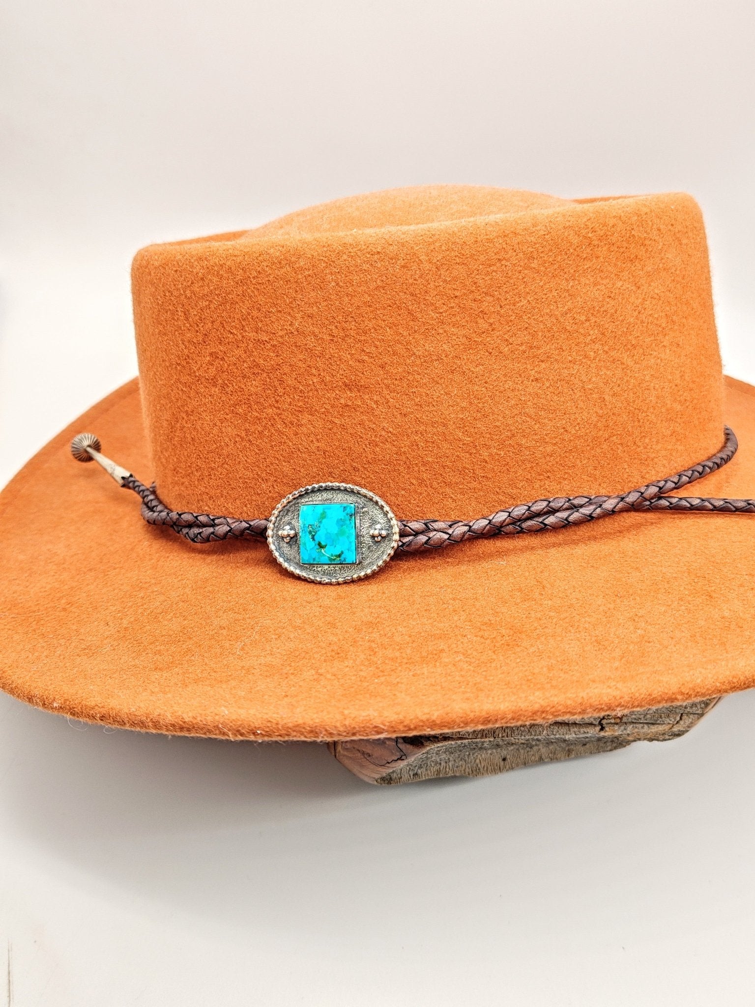 Cowboy Hat Band with Genuine Blue Kingman Turquoise in Sterling Silver a - Folks On The Edge