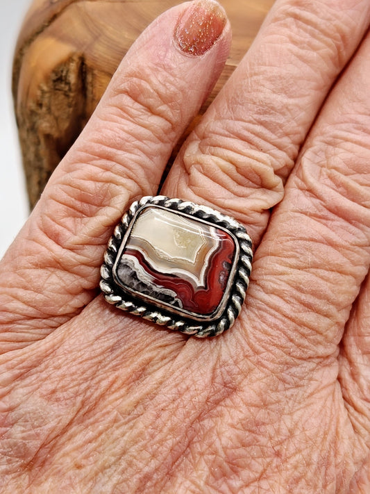 Crazy Lace Agate Ring in Sterling Silver by Folks On The Edge, Size 6 - Folks On The Edge