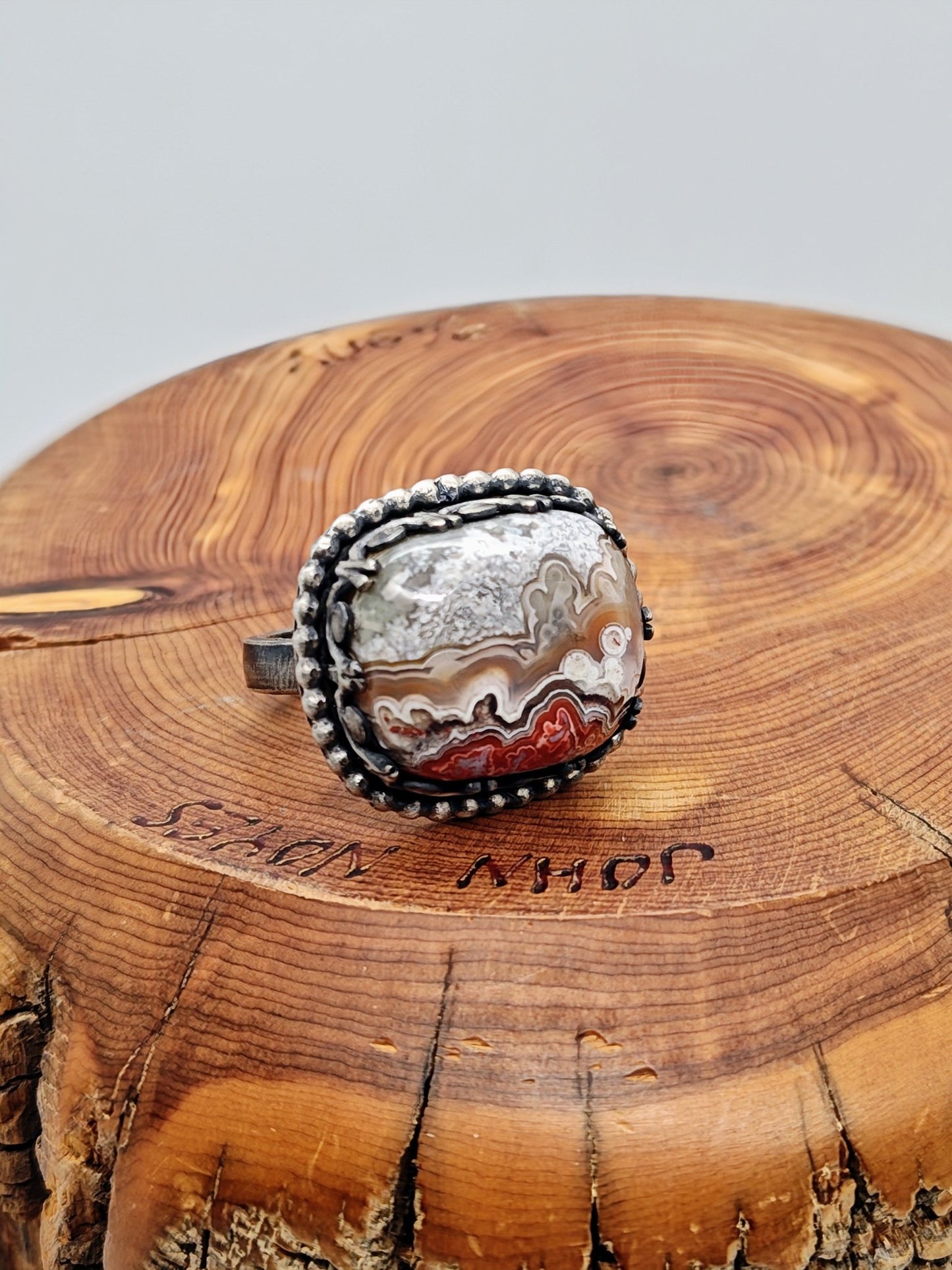 Crazy Lace Agate Ring in Sterling Silver by Folks On The Edge, Size 7 - Folks On The Edge