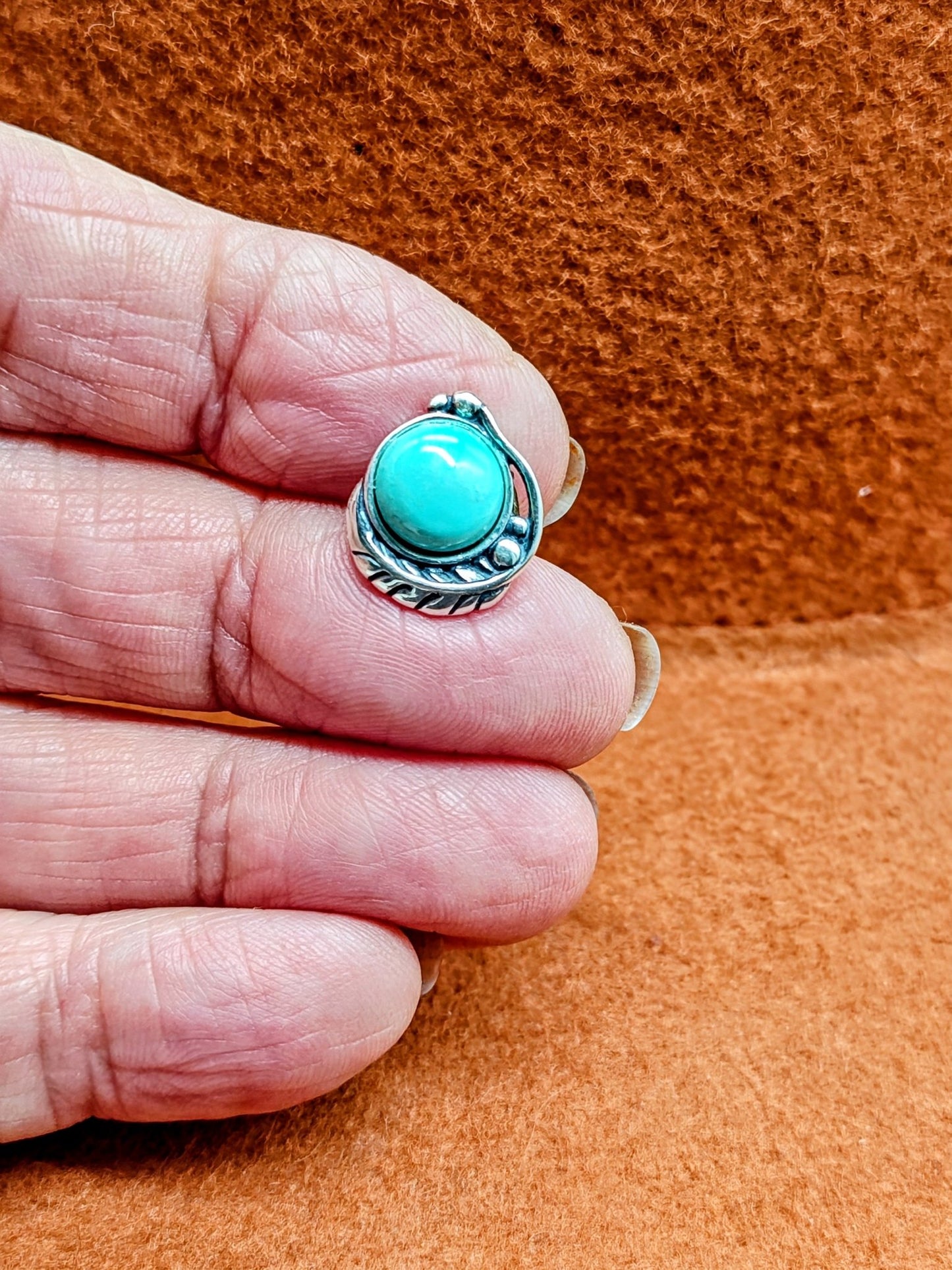 Kingman Turquoise Feather Sterling Silver Cowboy Hat Pin or Tie Tack - Folks On The Edge