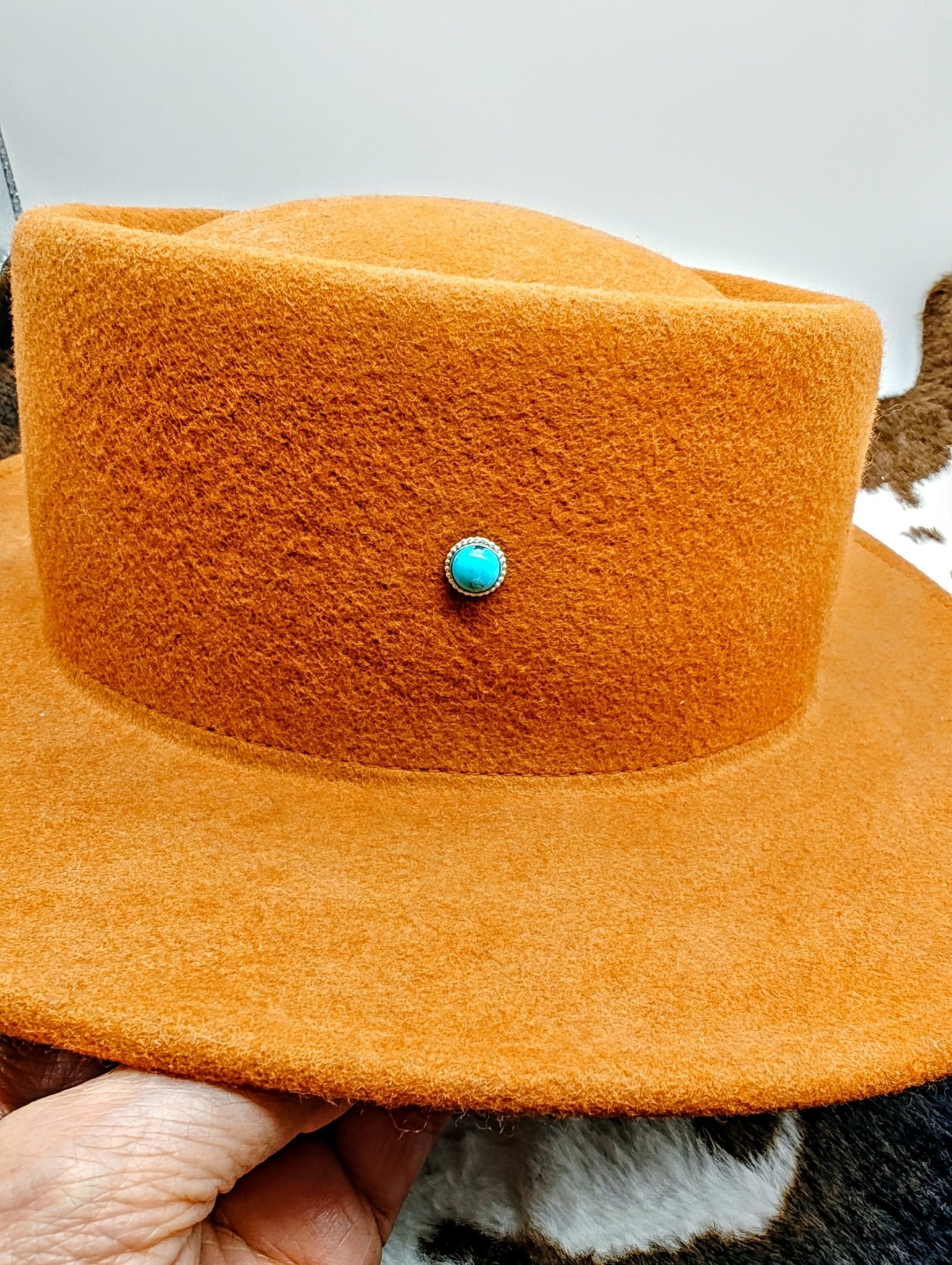 Kingman Turquoise Sterling Silver Cowboy Hat Pin or Tie Tack - Folks On The Edge