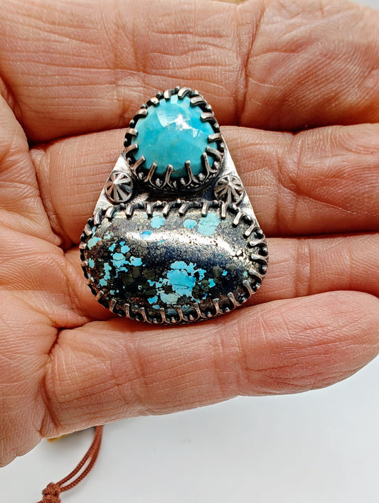 Morenci Turquoise Ring in Sterling Silver by Folks On The Edge, Size 8 1/4 - Folks On The Edge