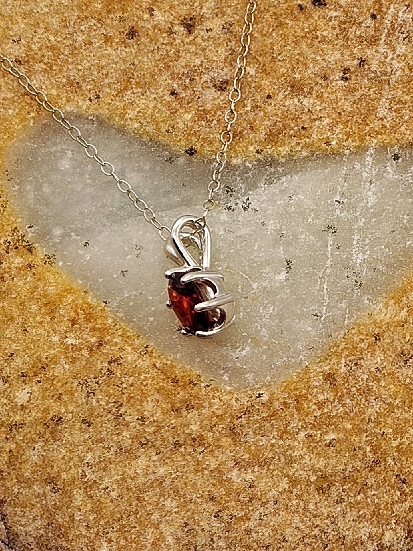 Orissa Rhodolite Garnet Sterling Silver Pendant Necklace with 9x7mm Stone - Folks On The Edge