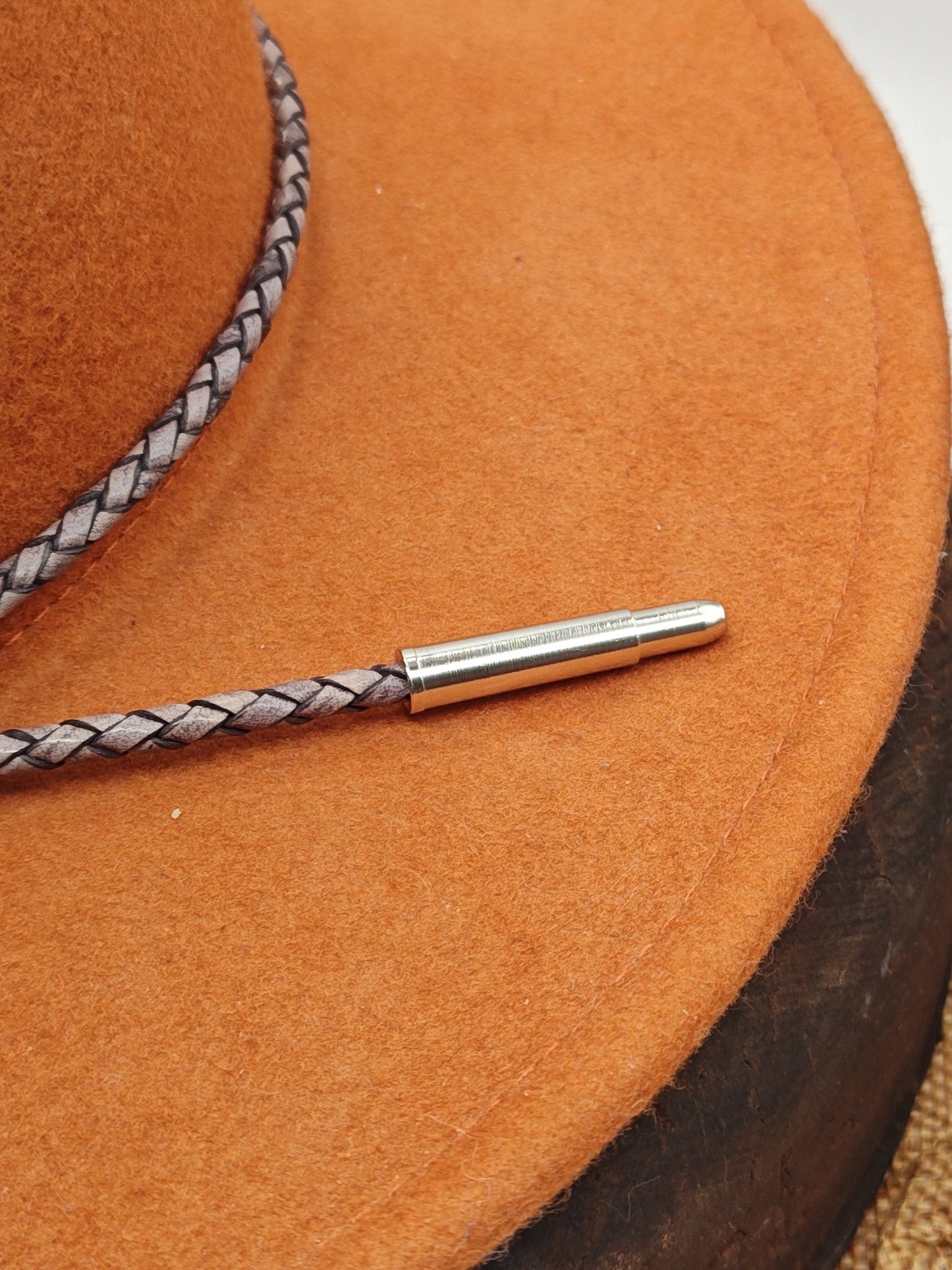 Reserved L Cowboy Hat Band with Moss Agate on Leather Band - Folks On The Edge