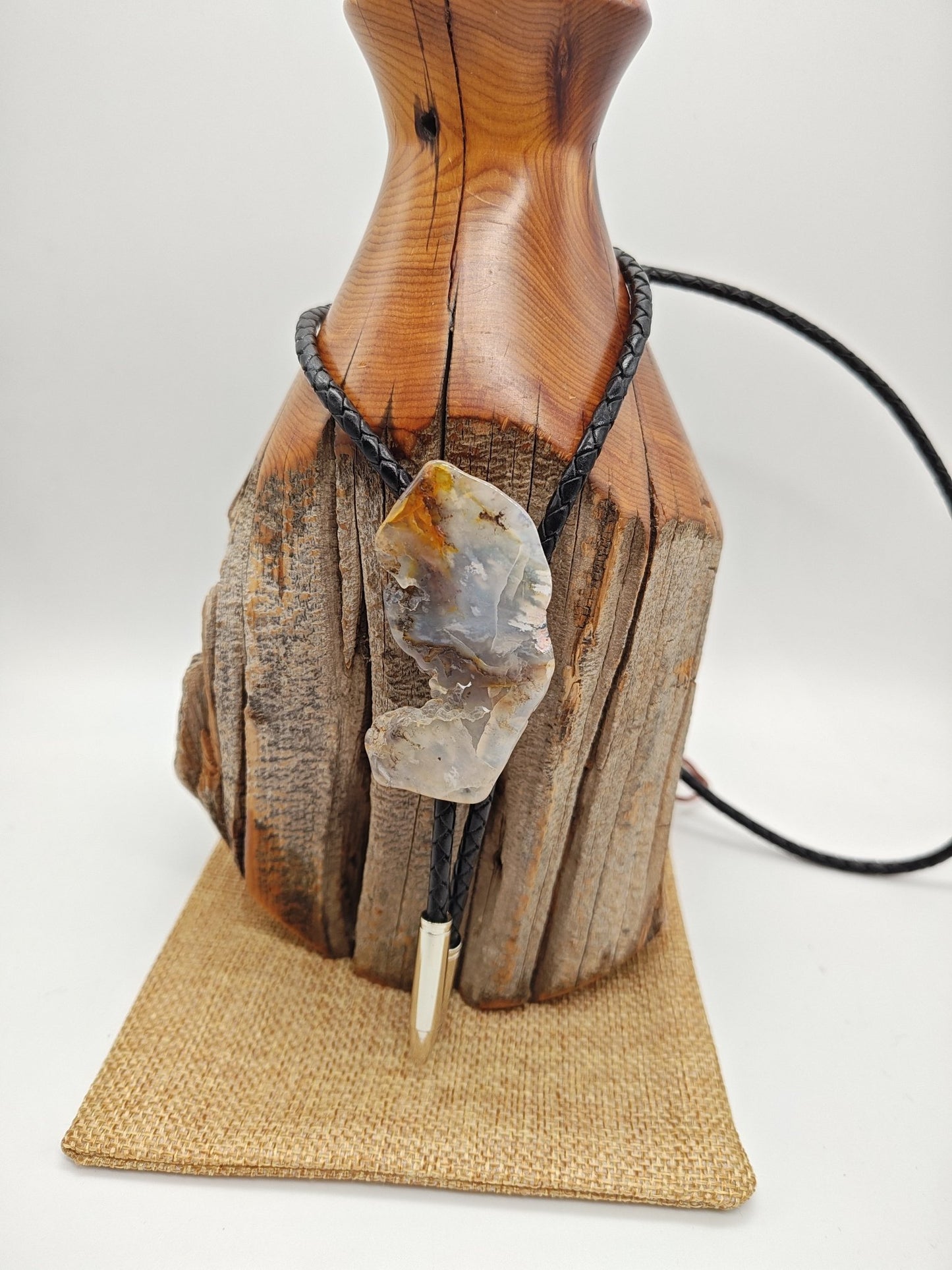 Rustic Oregon Plume Agate Bolo Tie by Folks On The Edge - Folks On The Edge