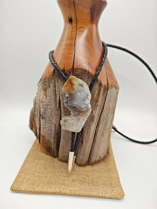 Rustic Oregon Plume Agate Bolo Tie by Folks On The Edge - Folks On The Edge