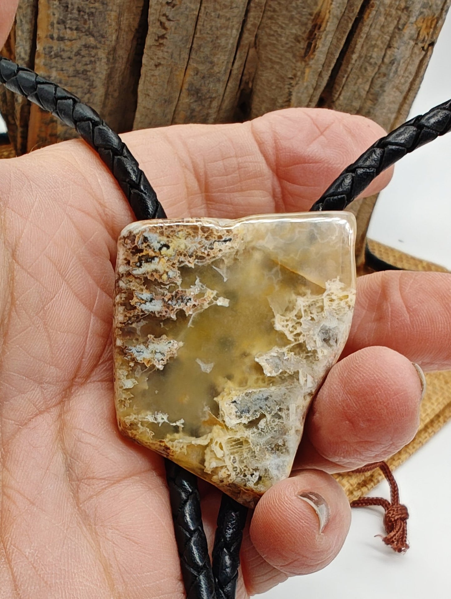 Rustic Oregon Plume Agate Bolo Tie by Folks On The Edge - Folks On The Edge
