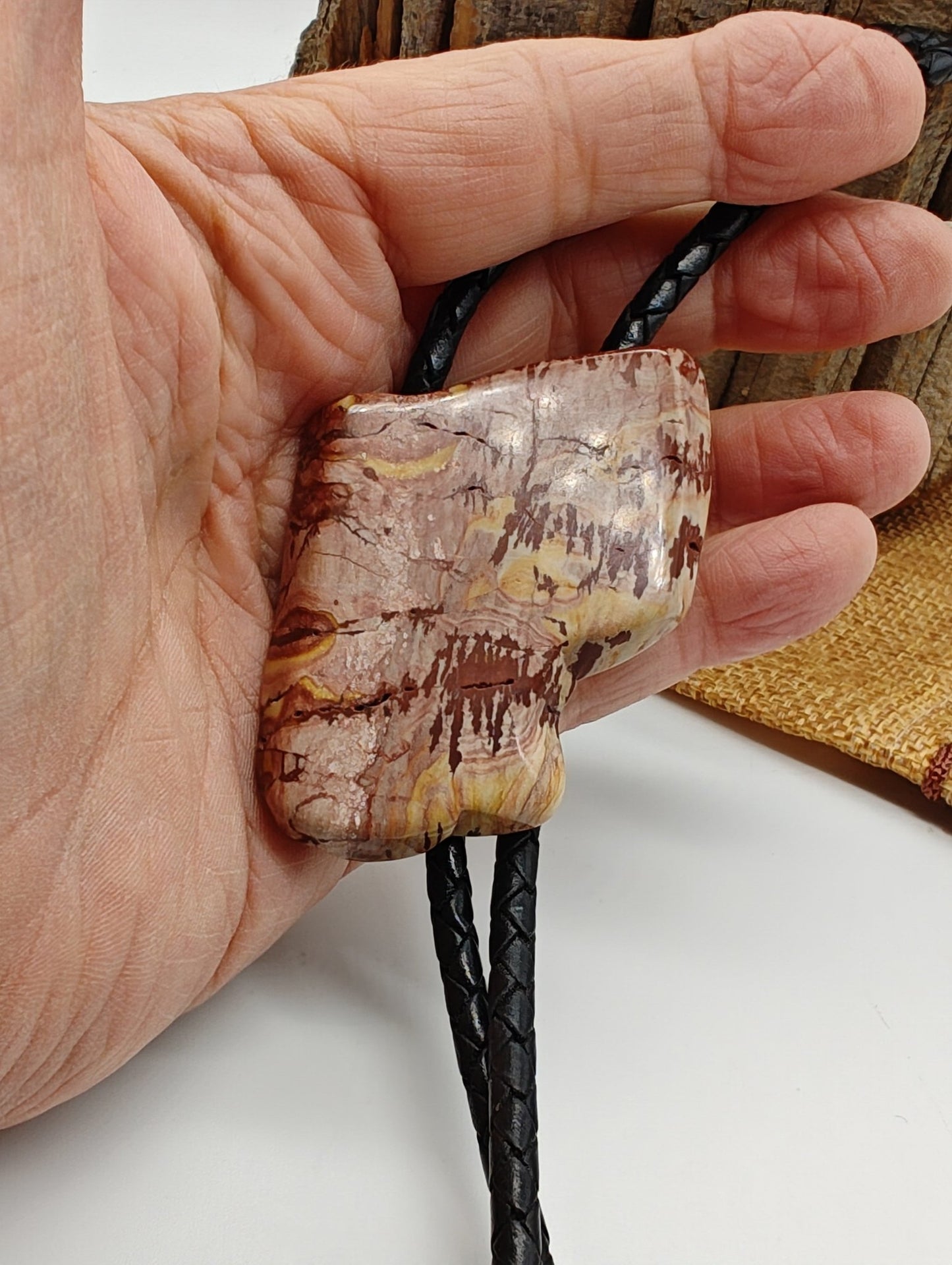 Rustic Owyhee Chinese Jasper Bolo Tie by Folks On The Edge - Folks On The Edge