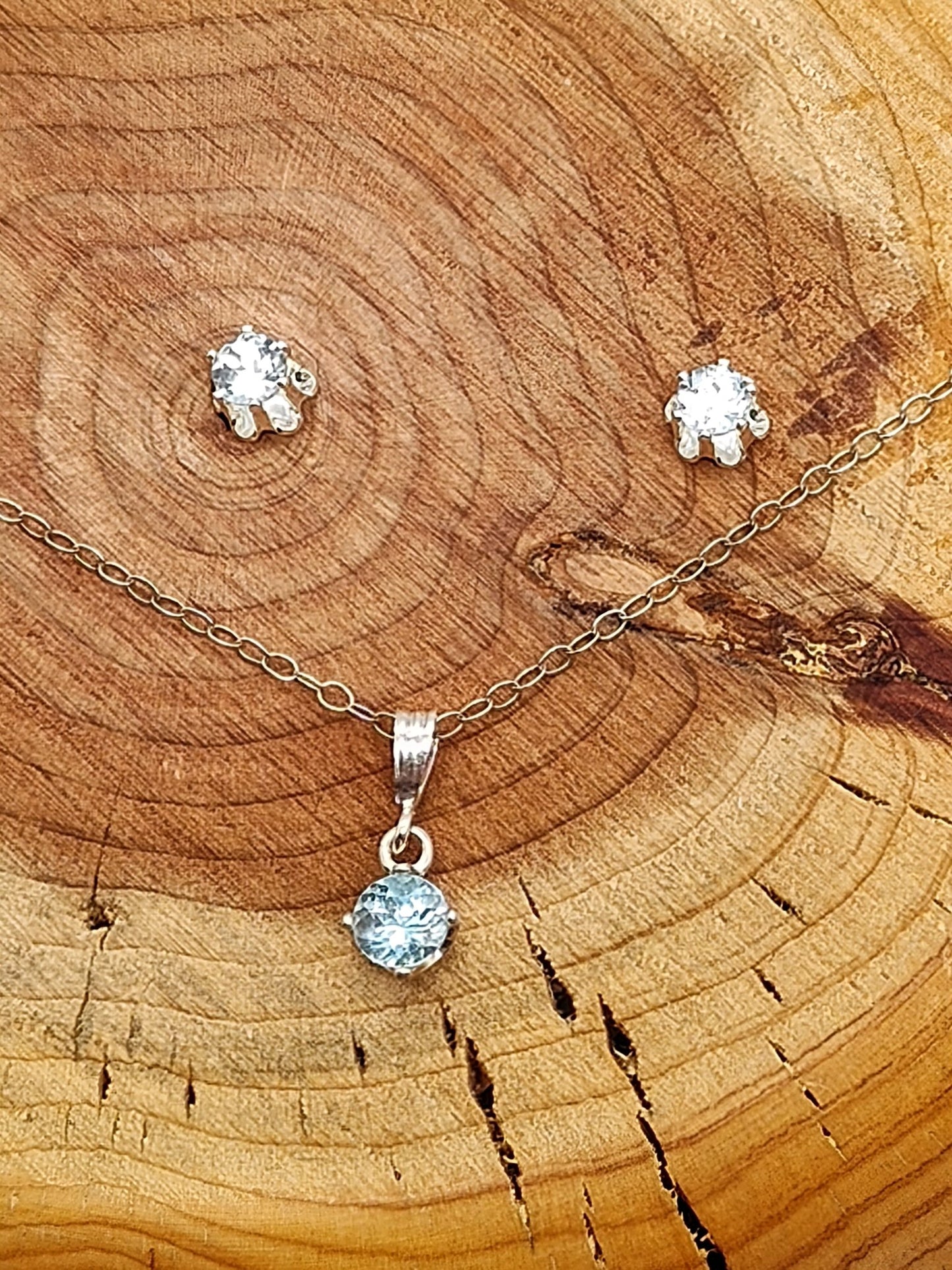 Sky Blue Topaz Matching Set in Sterling Silver Necklace and Earrings - Folks On The Edge