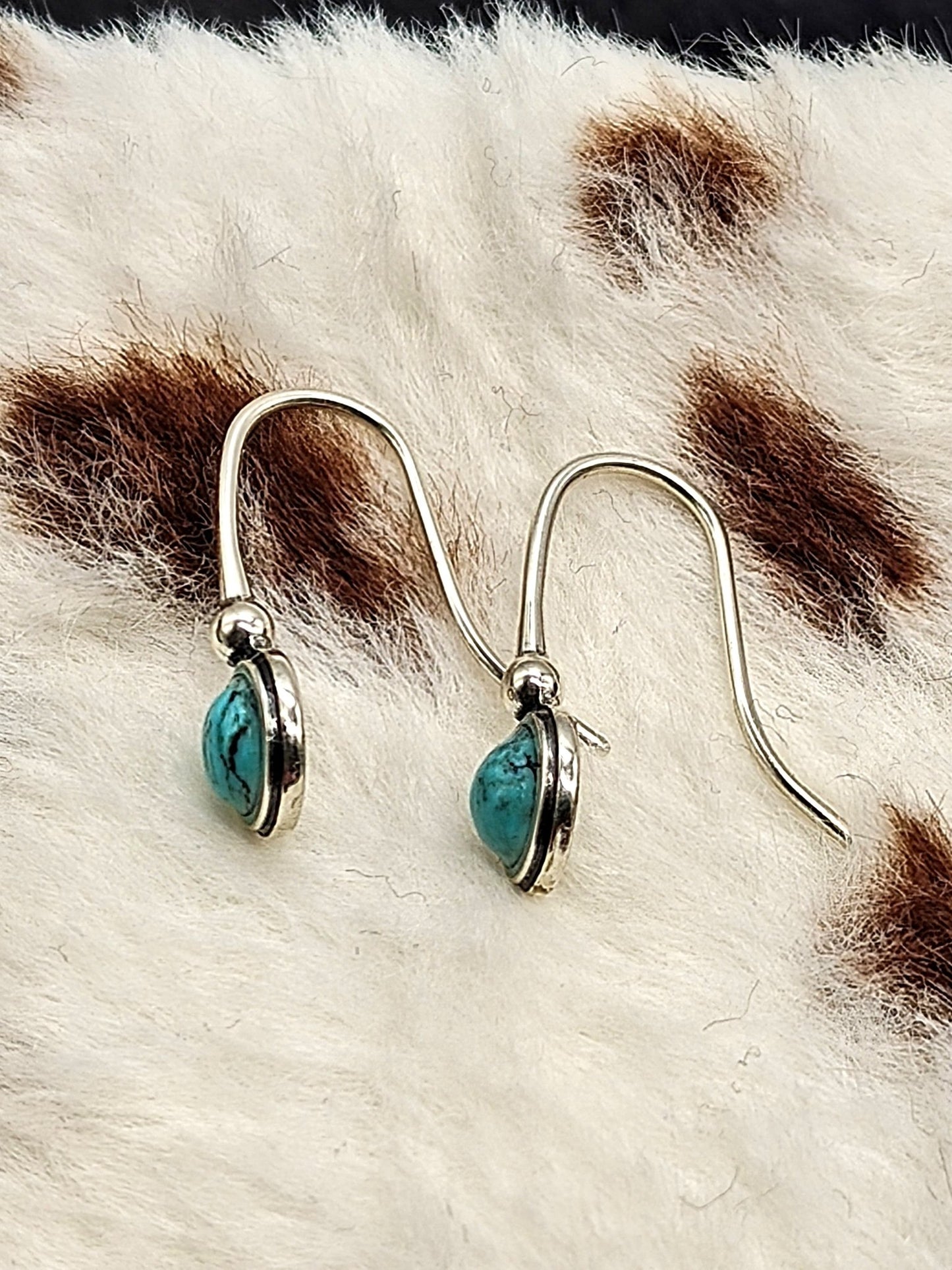 Turquoise Drop Earrings in Sterling Silver Remi 5mm - Folks On The Edge