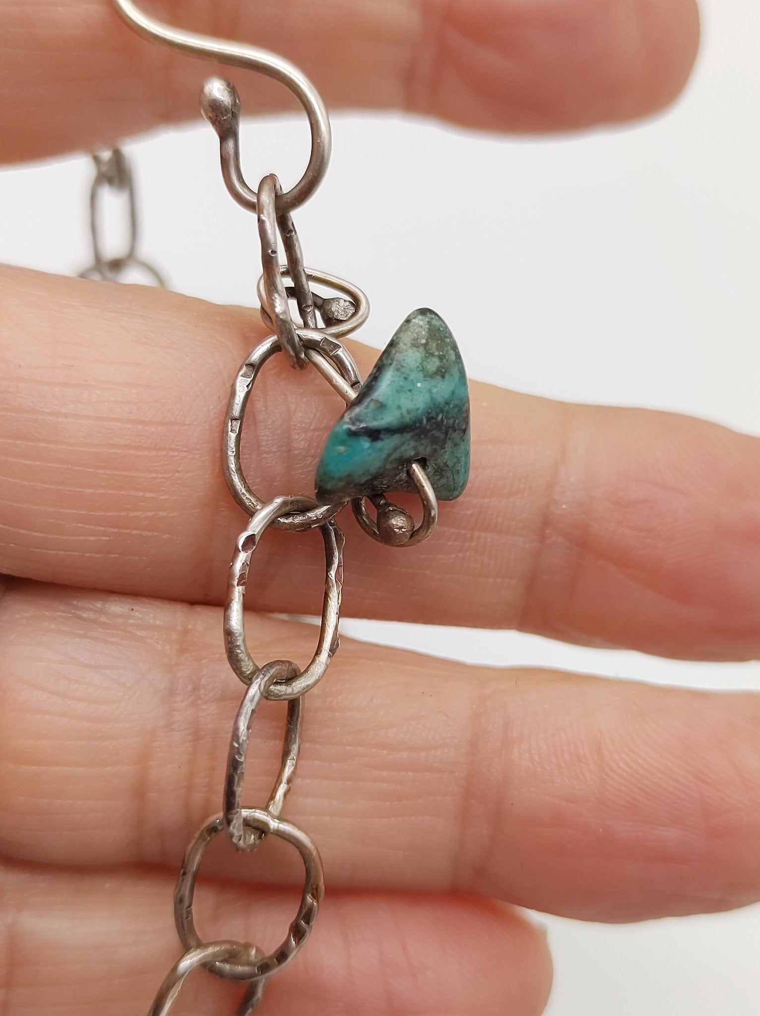 American Kingman Turquoise Necklace Handmade with Sterling Silver by Folks On The Edge - Folks On The Edge