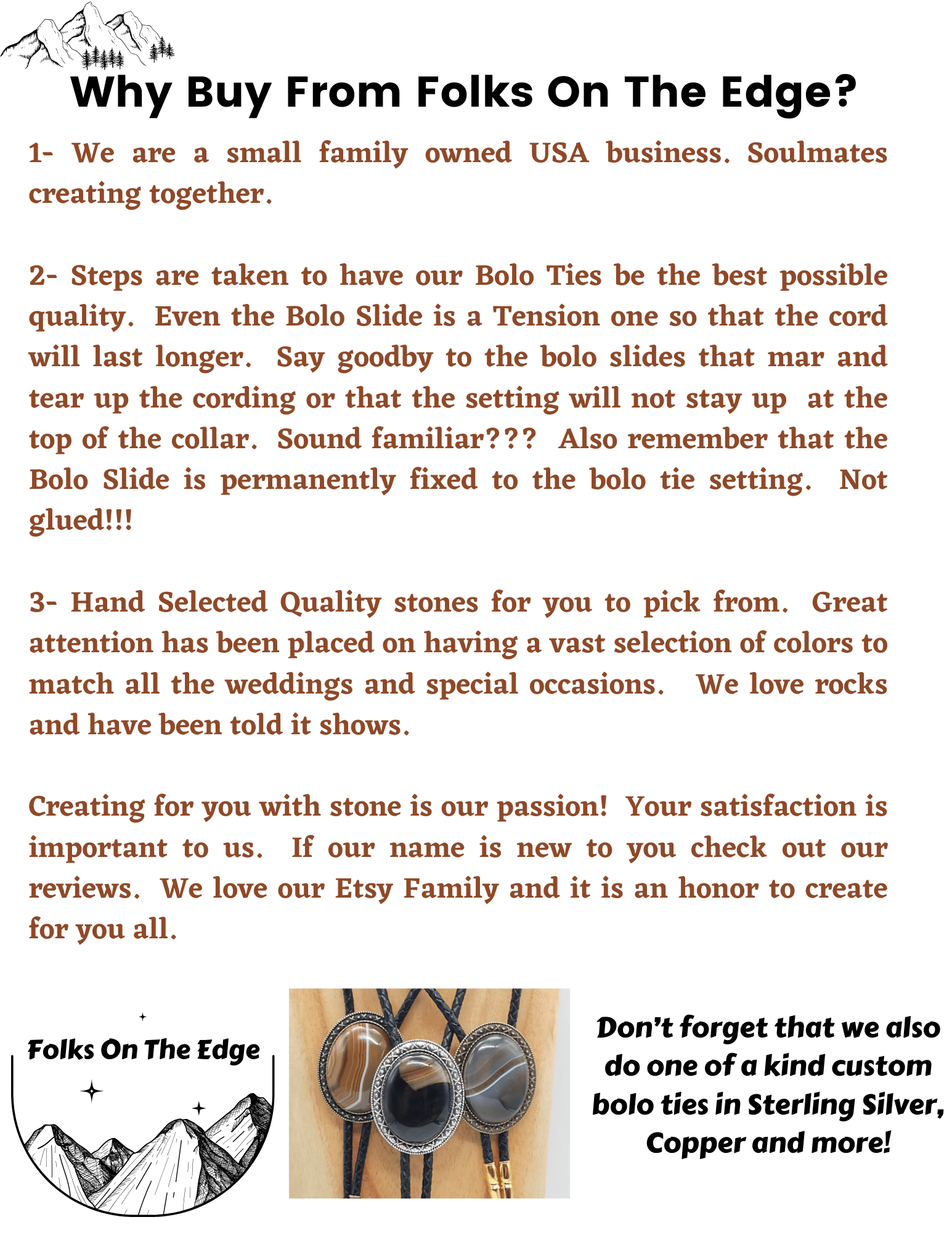 Bolo Tie with Brown Banded Agate in Simple Gold or Silver Setting - Folks On The Edge