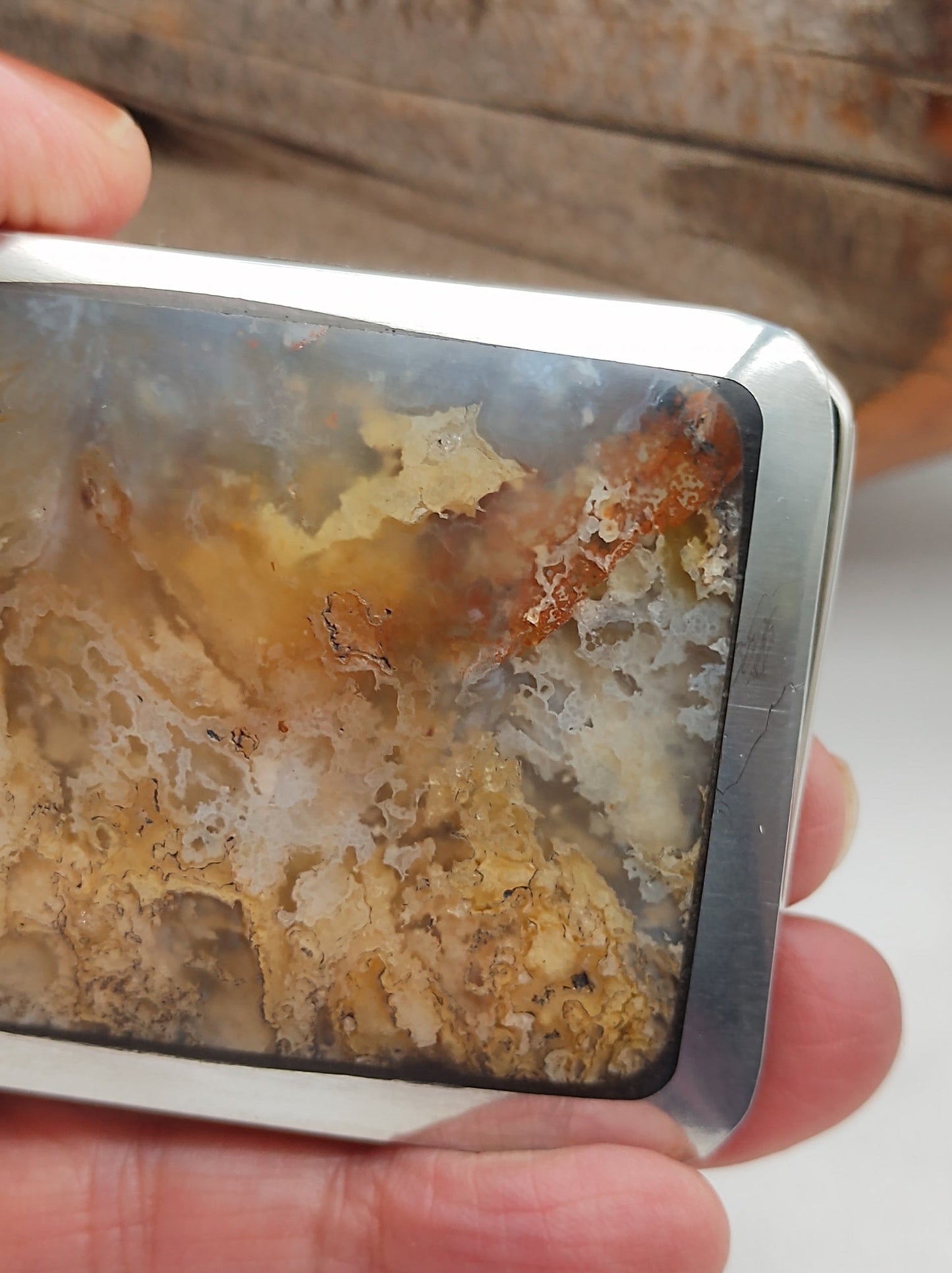 Cowboy Belt Buckle with Graveyard Point Plume Agate by Folks On The Edge - Folks On The Edge