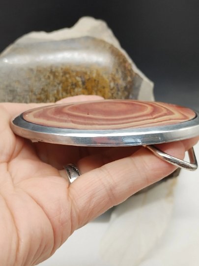 Cowboy Belt Buckle with Wonderstone Bulls Eye Stone by Folks On The Edge - Folks On The Edge