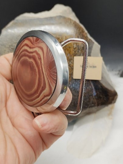 Cowboy Belt Buckle with Wonderstone Bulls Eye Stone by Folks On The Edge - Folks On The Edge