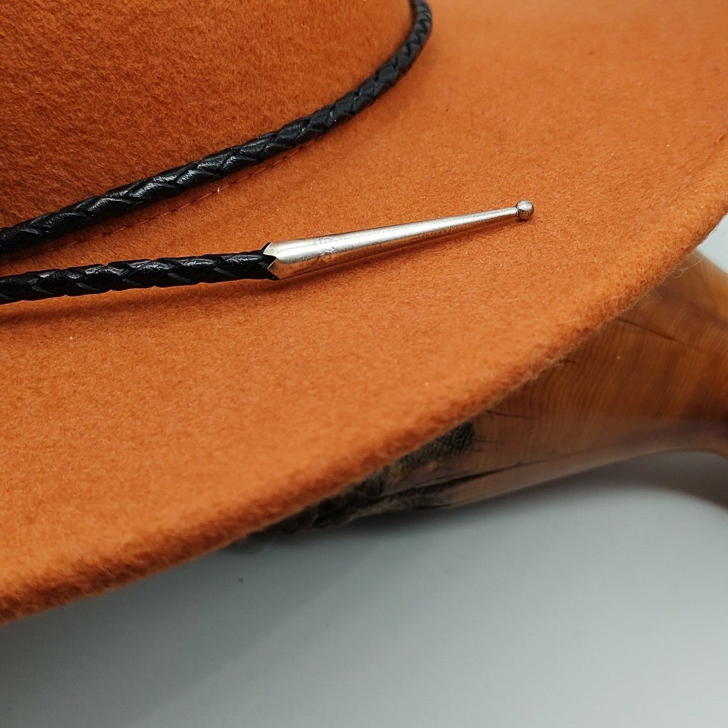 Cowboy Hat Band with Genuine Blue Turquoise in Sterling Silver on Black Leather Band - Folks On The Edge