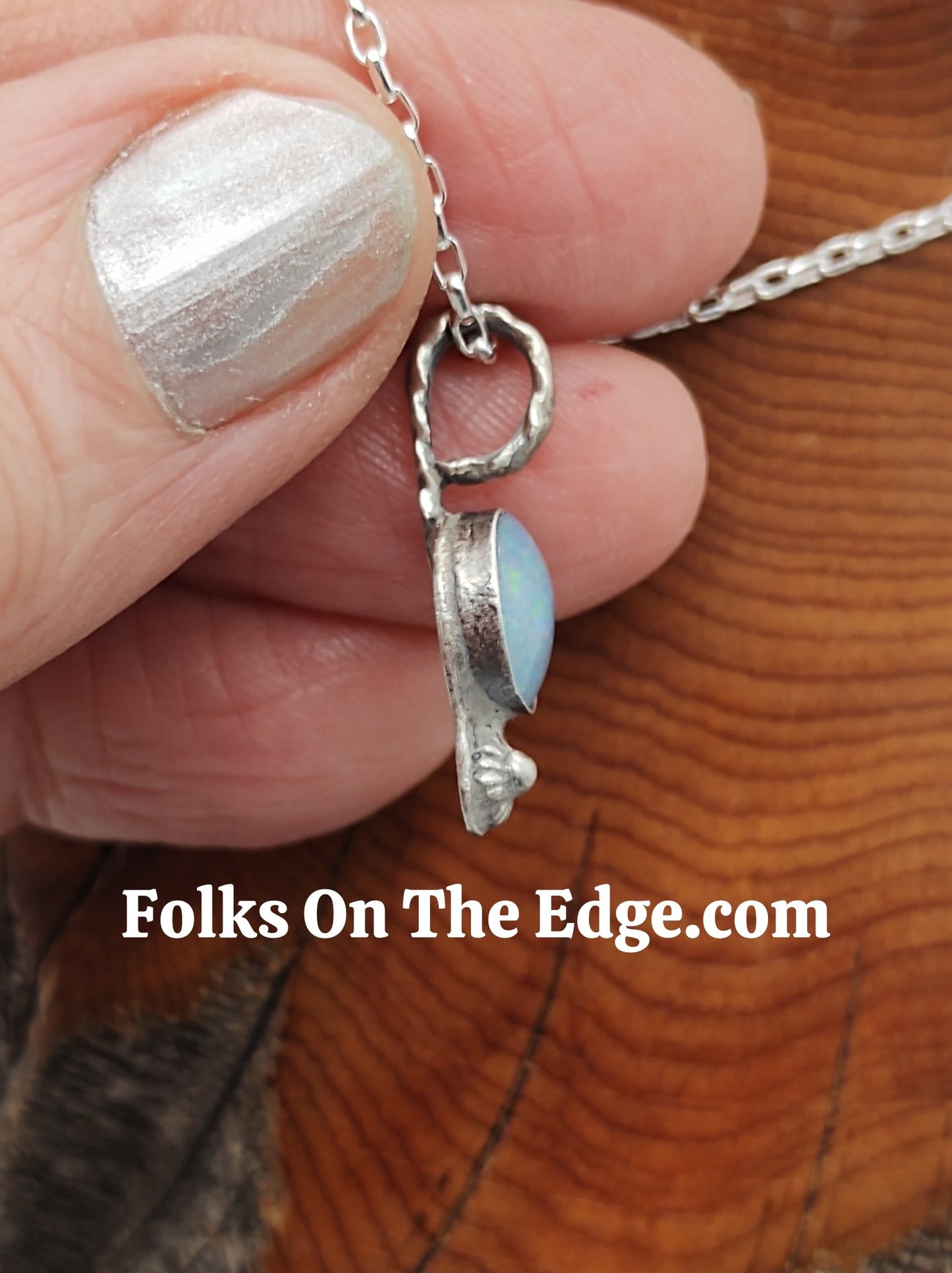 Fire Opal Charm Necklace Handmade with Sterling Silver by Folks On The Edge Ready Now - Folks On The Edge