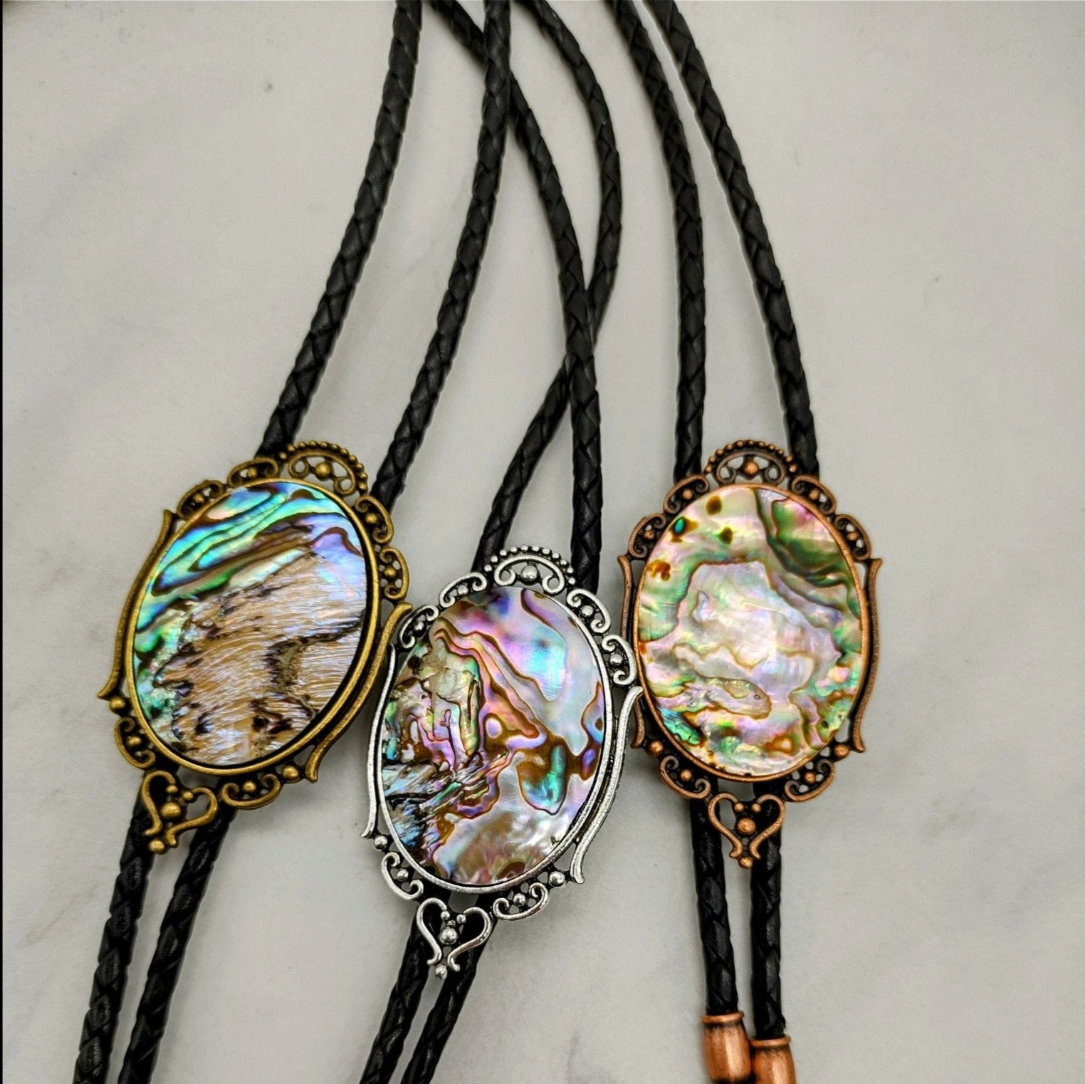 Men's Bolo Tie with Abalone for Wedding - Folks On The Edge