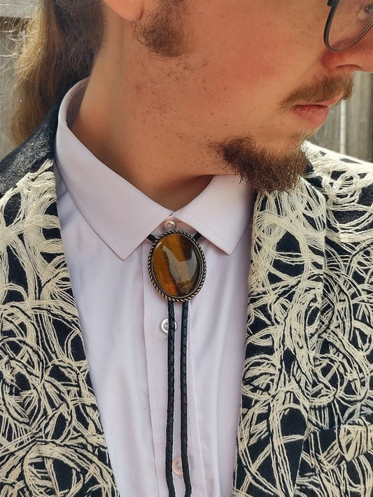 Tiger's Eye Jasper in Classic Rope Twist Gold or Silver Setting - Folks On The Edge
