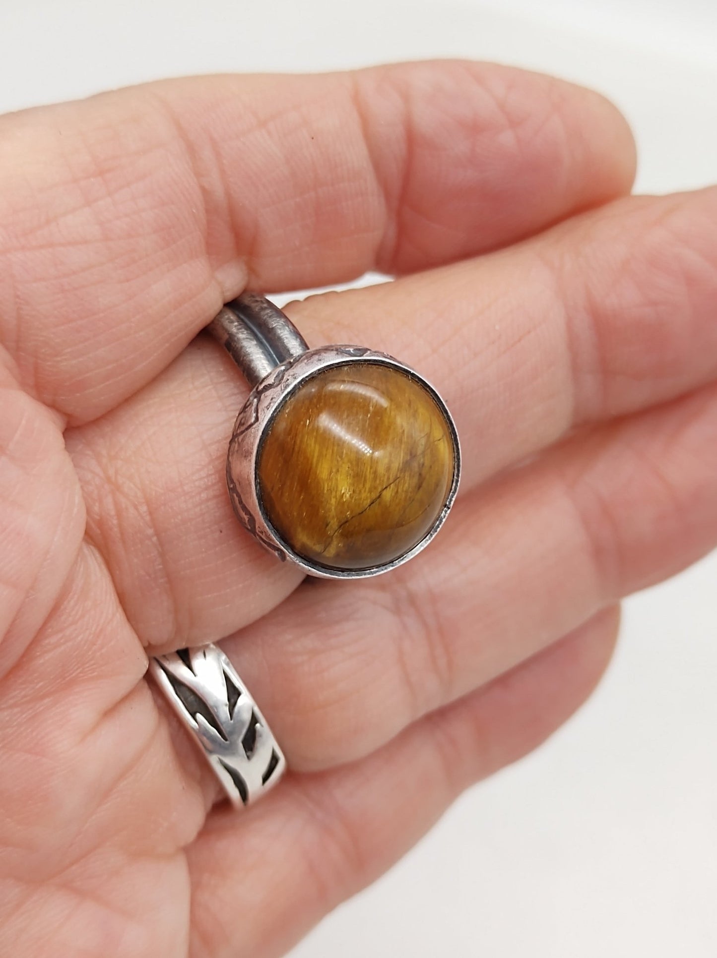 Tiger's Eye Ring in Sterling Silver with Mountains by Folks On The Edge - Folks On The Edge
