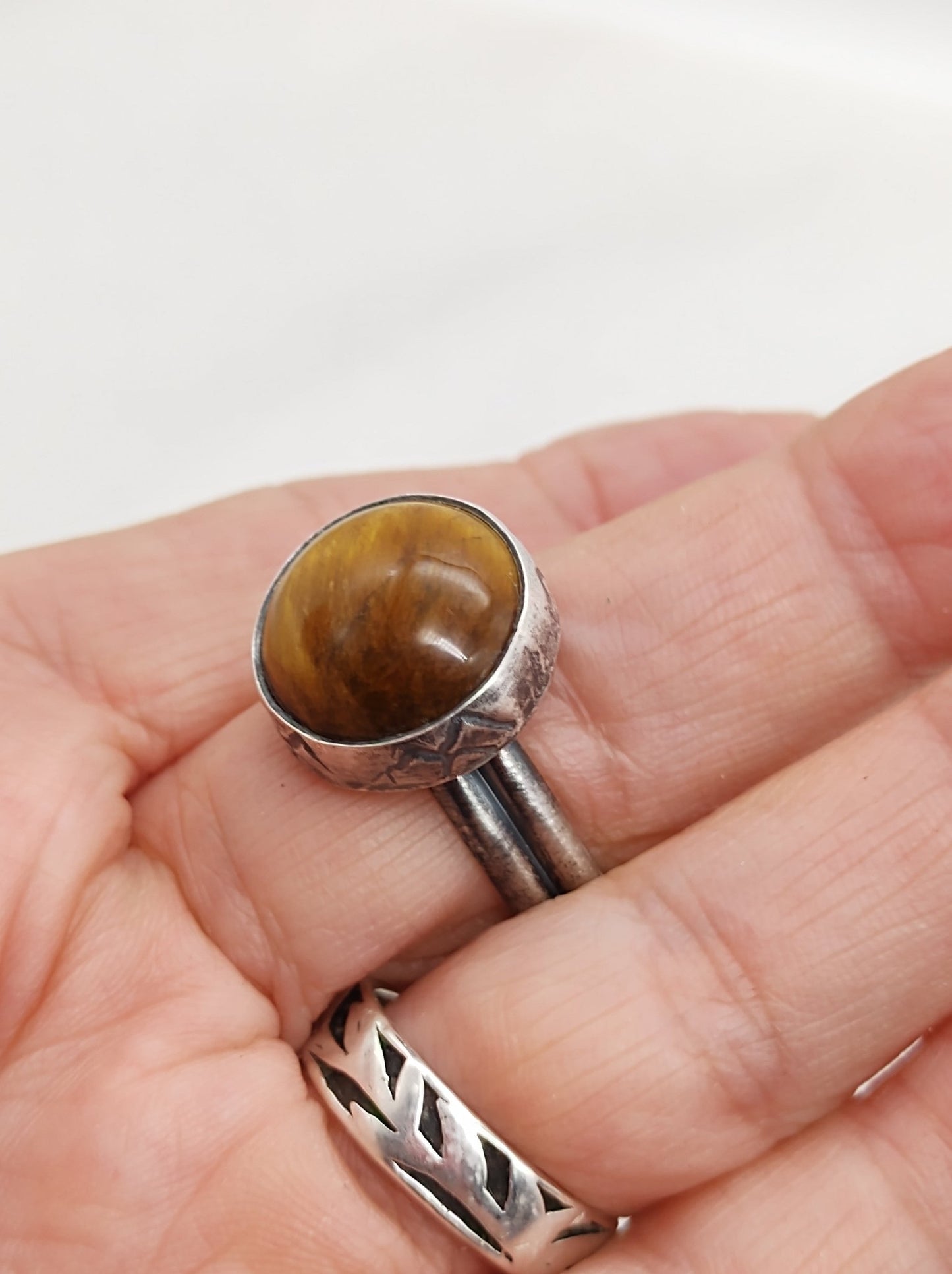 Tiger's Eye Ring in Sterling Silver with Mountains by Folks On The Edge - Folks On The Edge