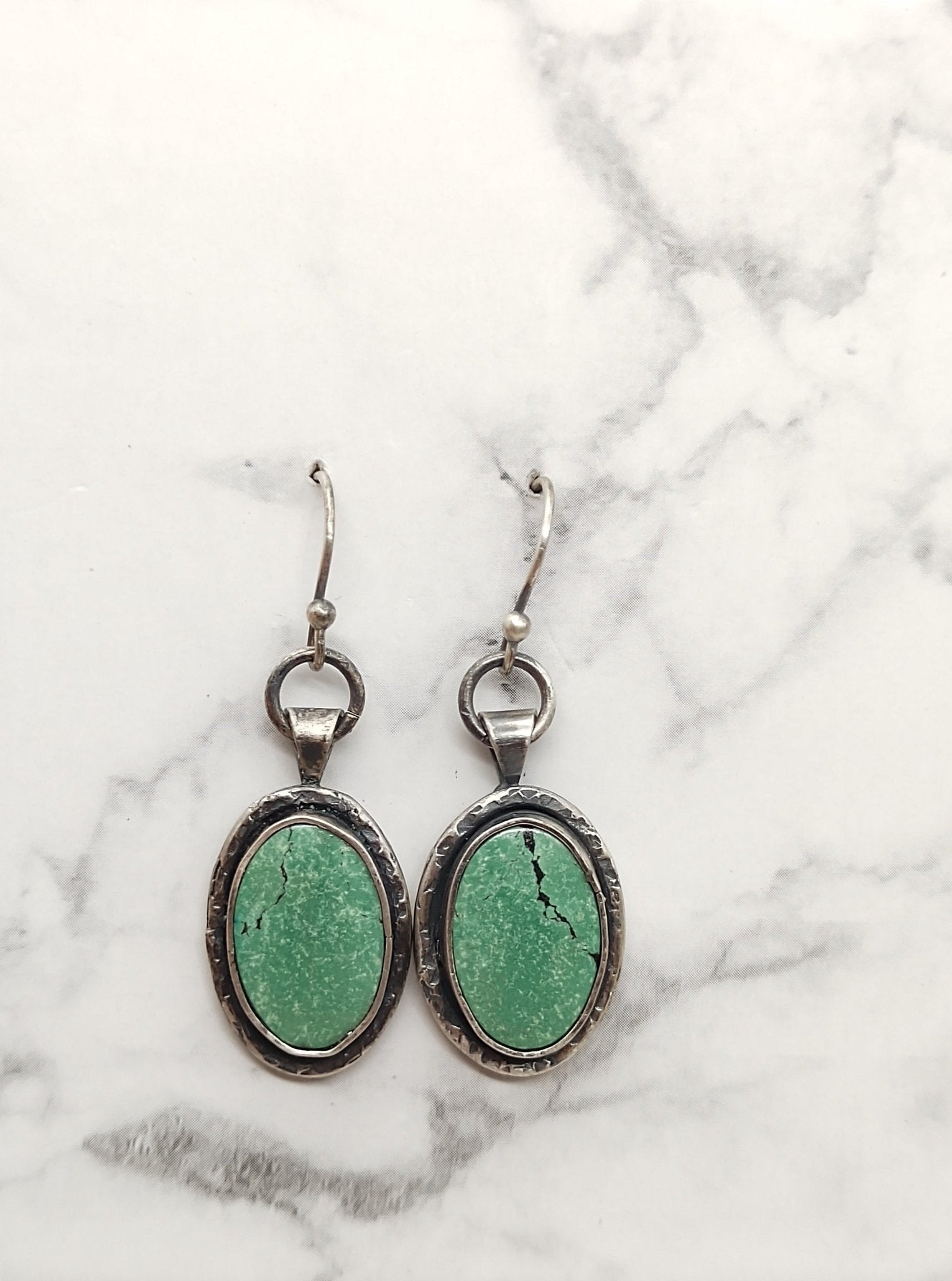 Turquoise Silver Dangle Earrings with American Turquoise Earrings by Folks On The Edge - Folks On The Edge