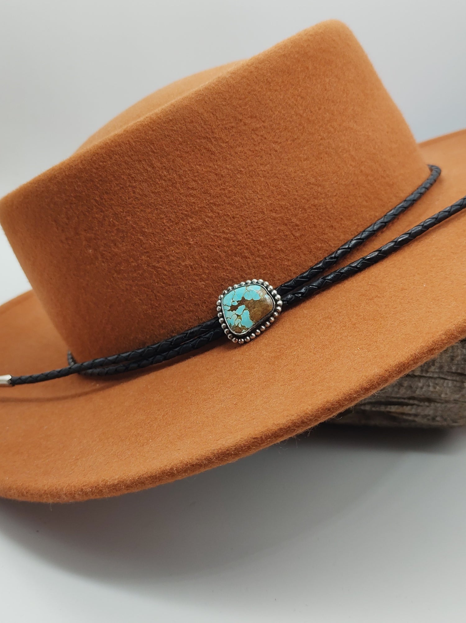 spiderweb turquoise in silver cowboy hat band