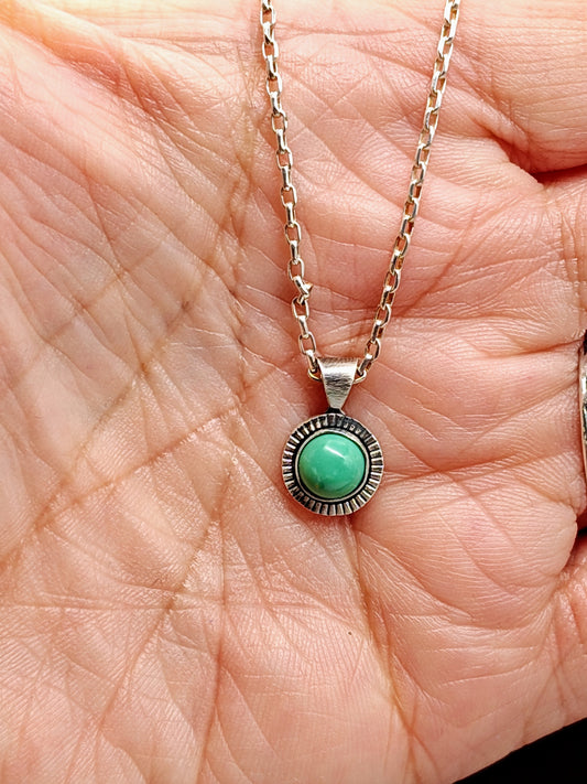 Tiny Kingman Turquoise Sterling Silver Necklace by Folks On The Edge