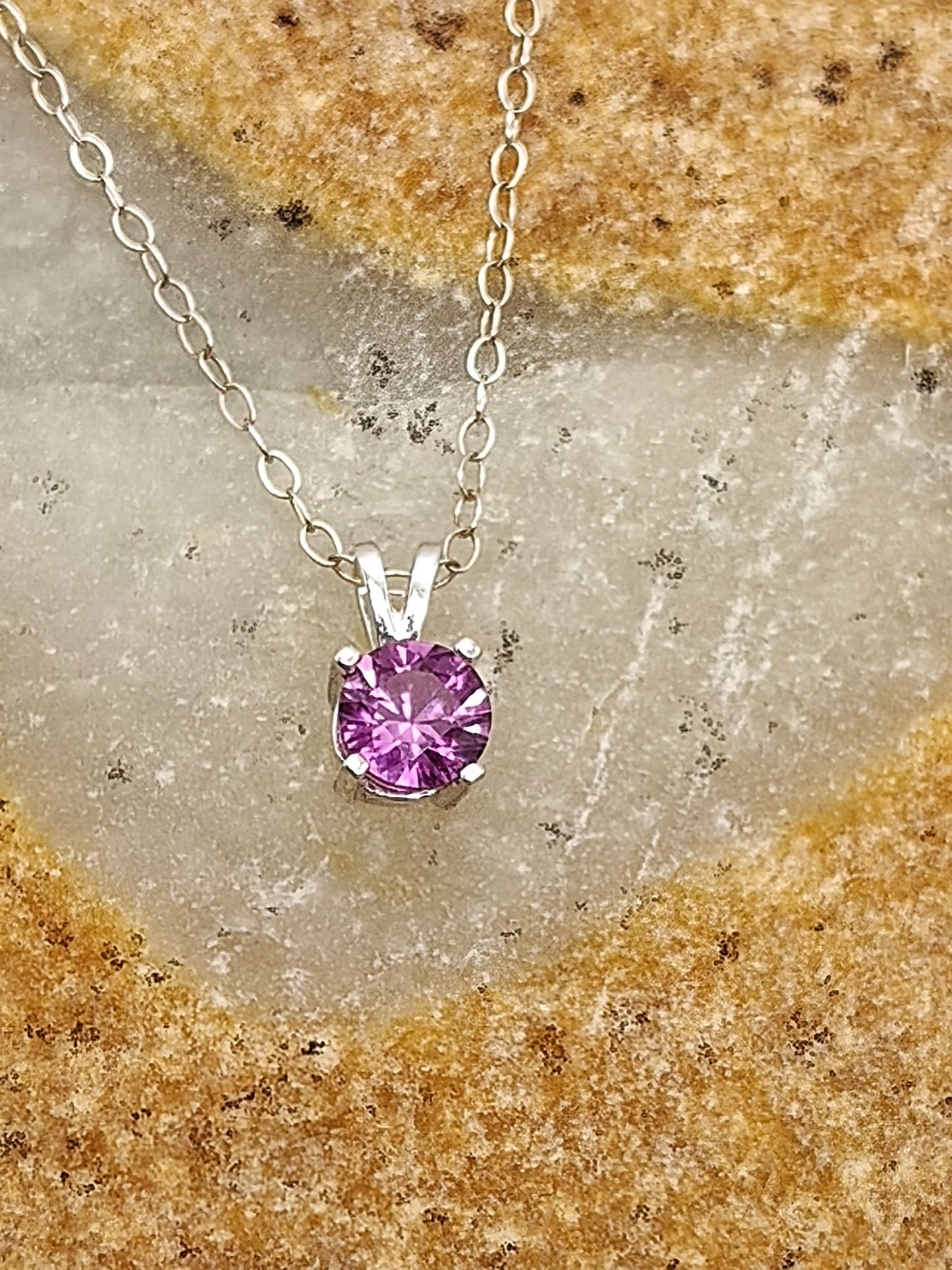 Alexanderite Sterling Silver Pendant Necklace with 6mm faceted stone - Folks On The Edge