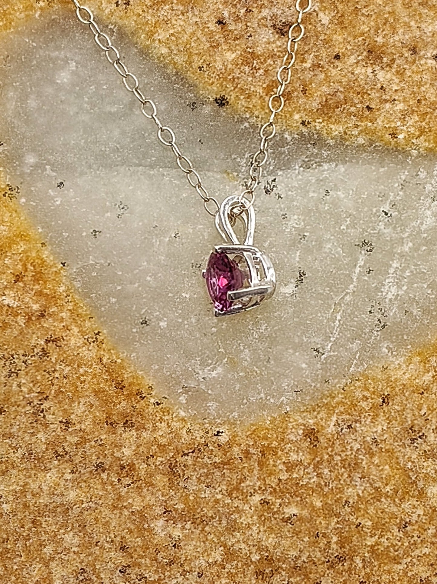 Alexanderite Sterling Silver Pendant Necklace with 6mm faceted stone - Folks On The Edge