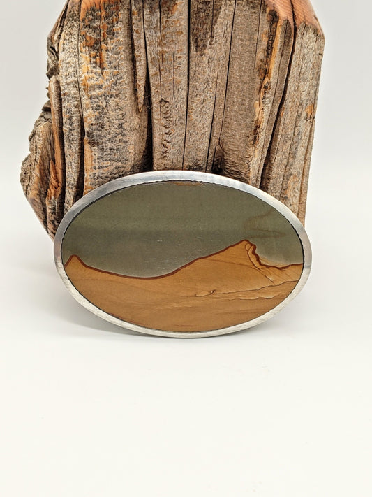Big Men's Belt Buckle with Oregon Picture Jasper by Folks On The Edge - Folks On The Edge
