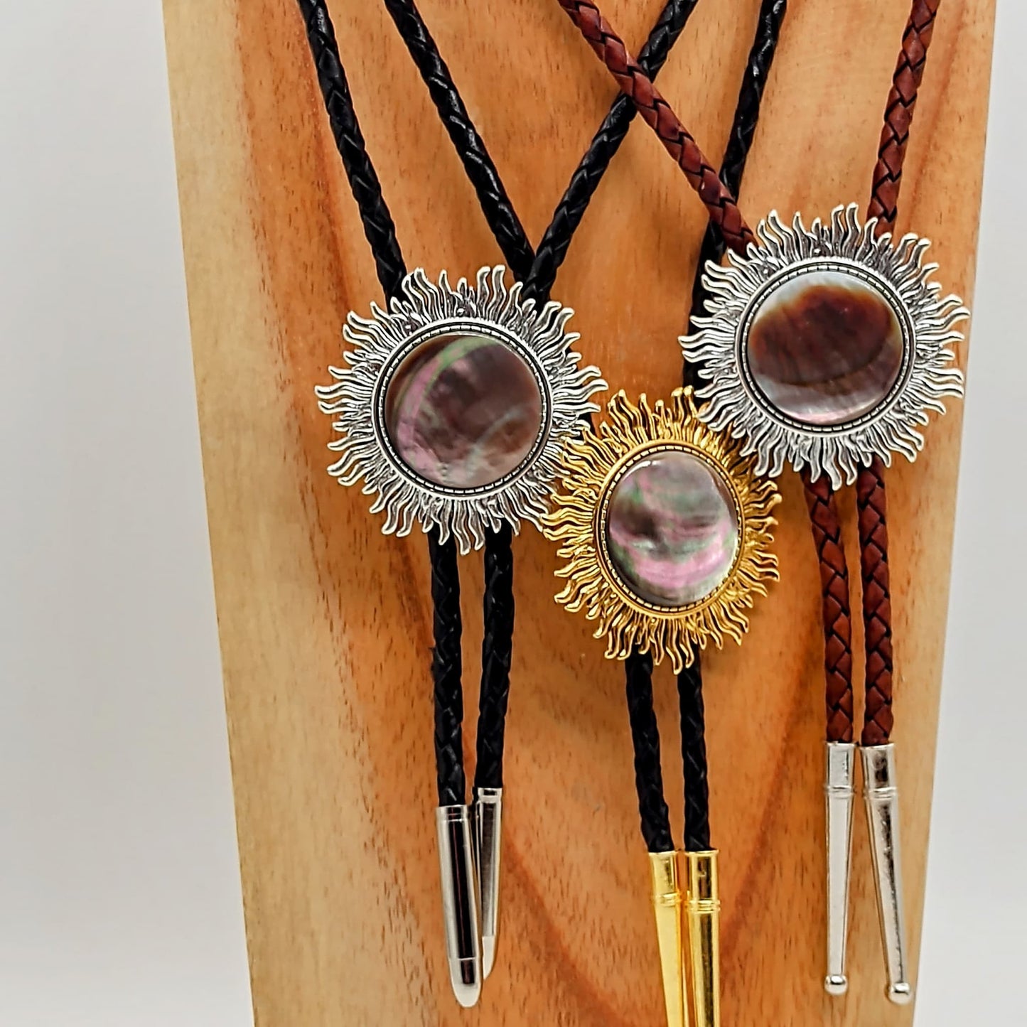 Black Tahiti Pearl Bolo Tie in Sun Valley Setting Silver or Gold - Folks On The Edge