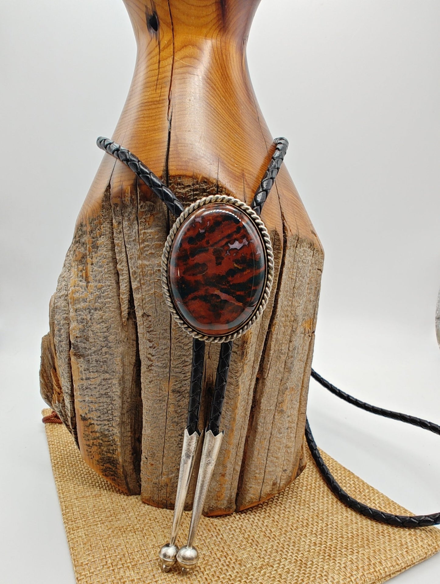 Bloodstone Jasper Sterling Silver Bolo Tie - Folks On The Edge