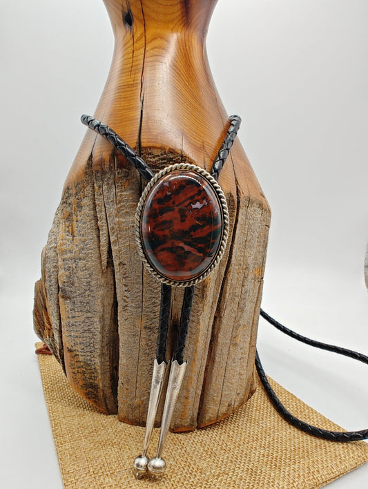 Bloodstone Jasper Sterling Silver Bolo Tie - Folks On The Edge