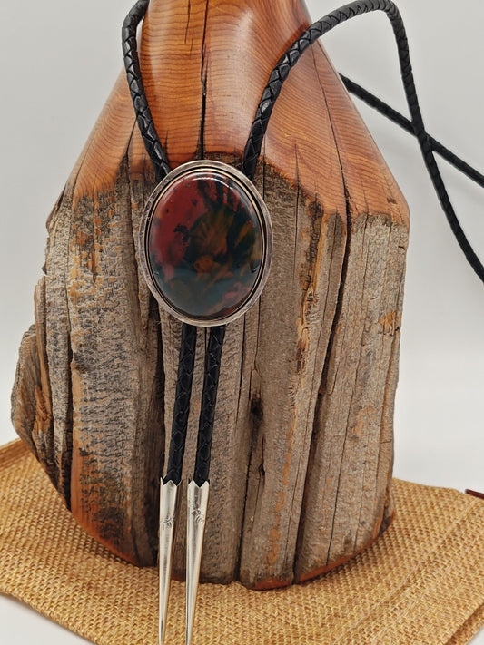 Bloodstone Jasper Sterling Silver Bolo Tie - Folks On The Edge