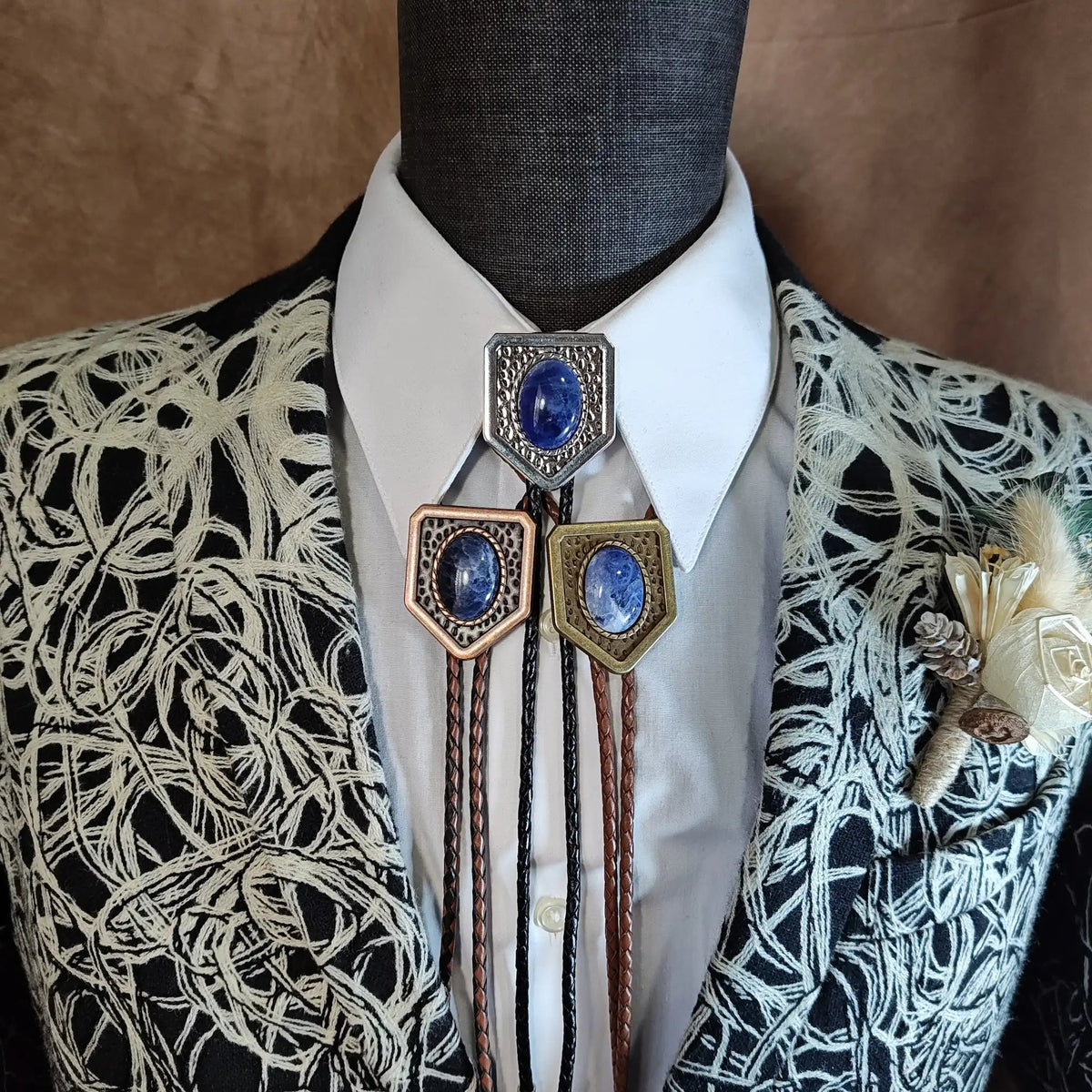 Blue Sodalite Tree Agate Jasper in Oakley Setting Gold, Silver or Copper - Folks On The Edge