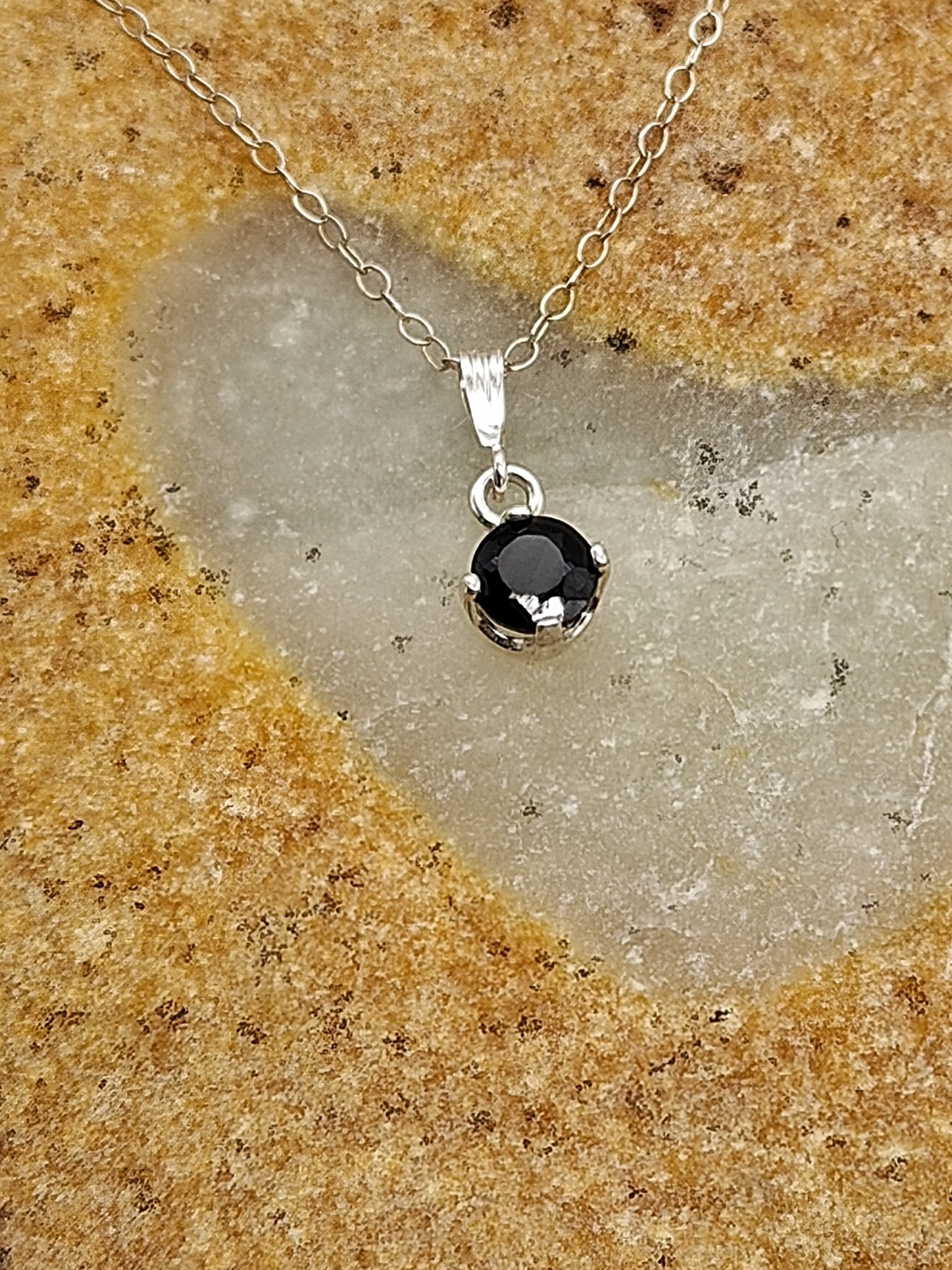 Blue Violet Iolite Sterling Silver Pendant Necklace with 6mm round stone - Folks On The Edge