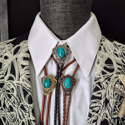 Bolo Tie with Red Quartz in Muldoon Gold, Silver or Copper - Folks On The Edge