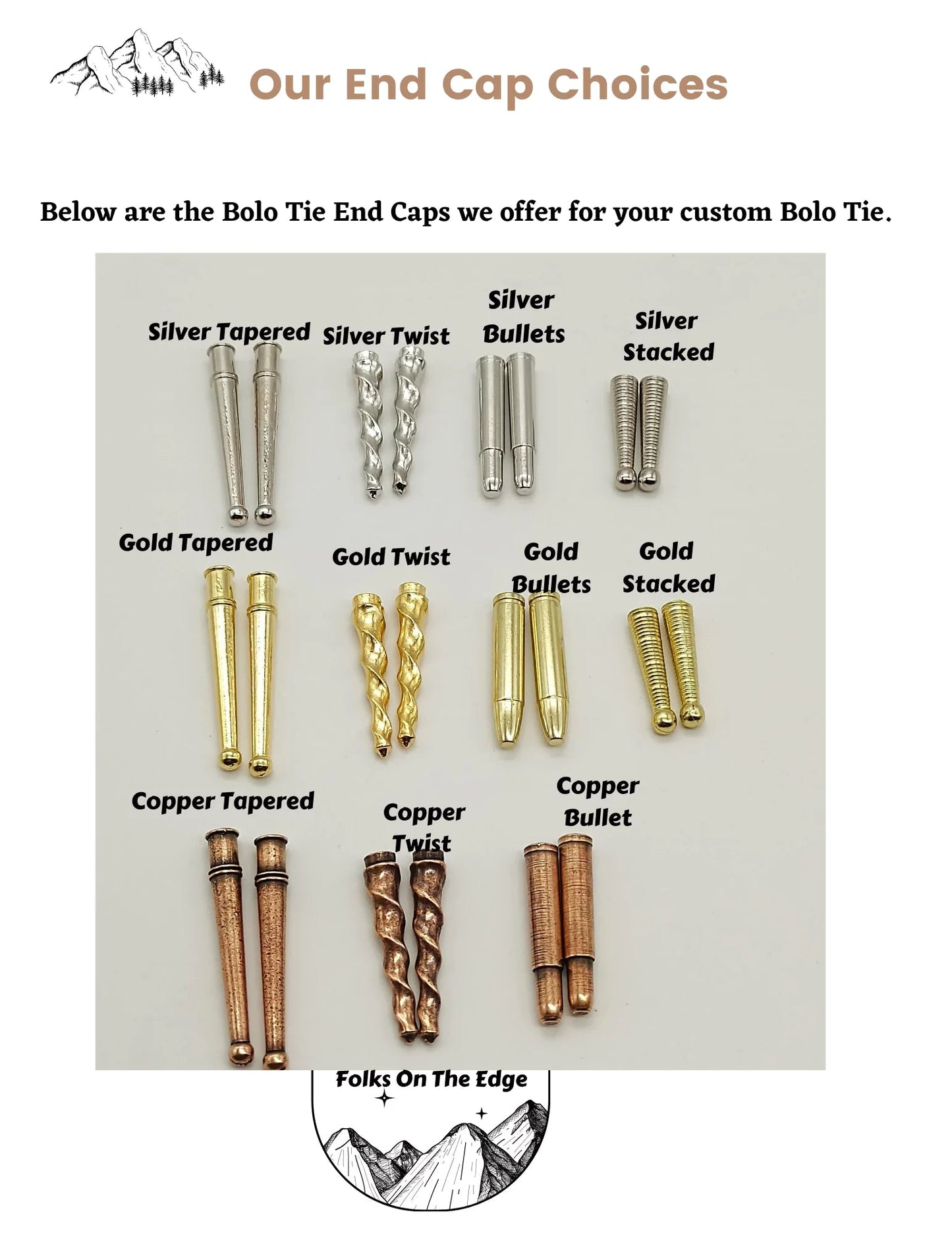 Bolo Tie with Rose Quartz in Elegant Gold, Silver or Copper Setting - Folks On The Edge