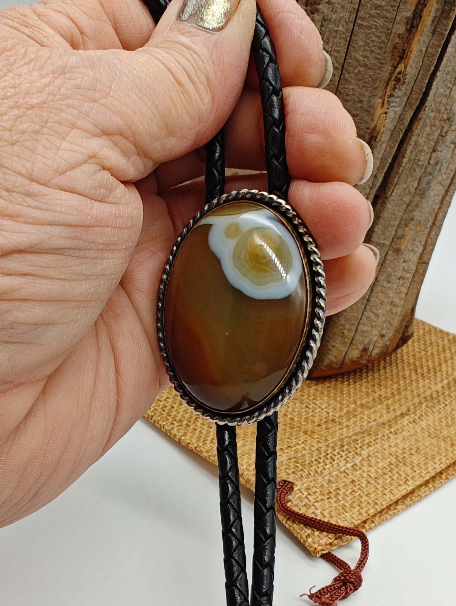 Brazilian Agate Sterling Silver Bolo Tie - Folks On The Edge