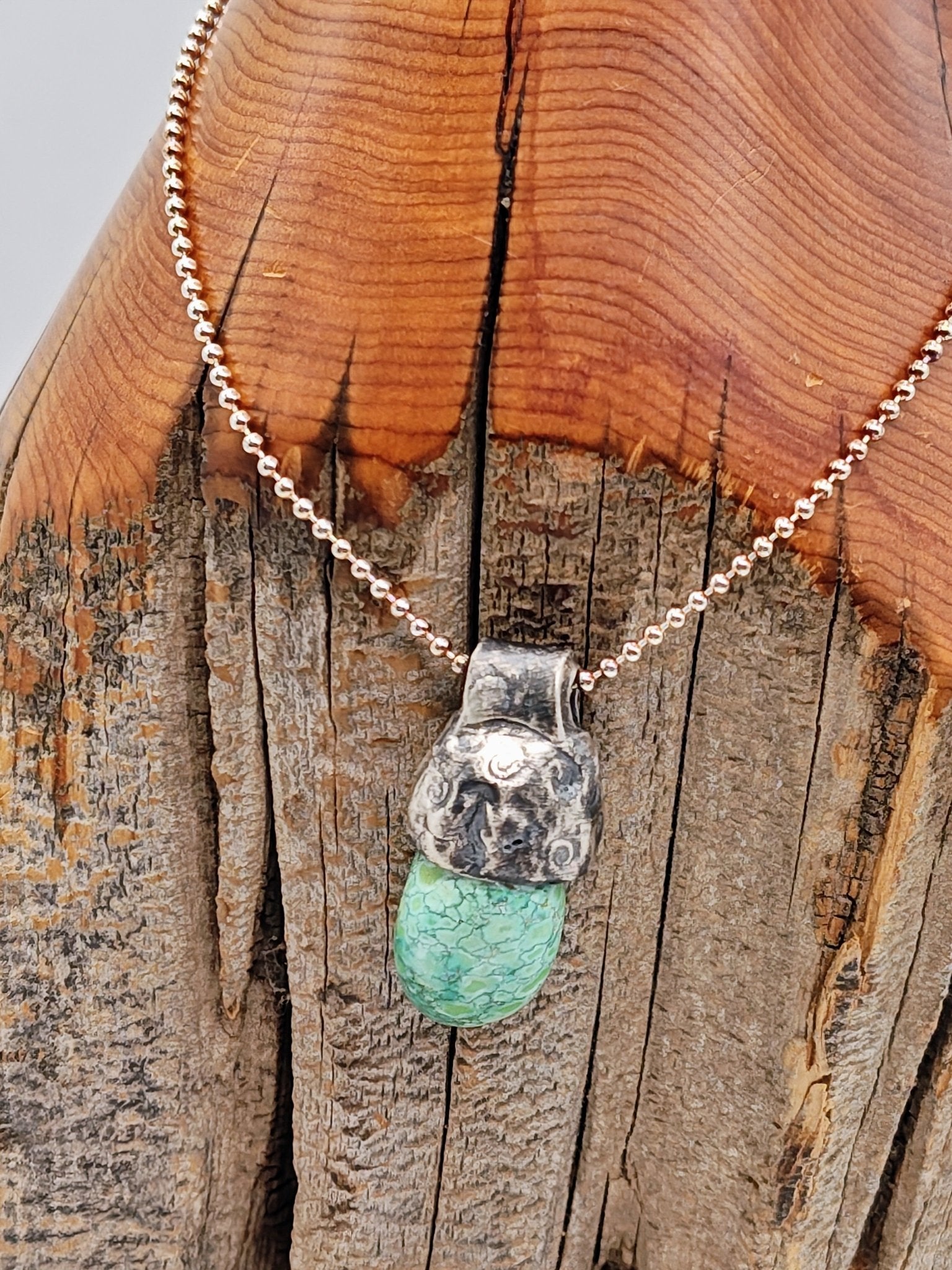 Carico Lake Turquoise Sterling Silver Necklace by Folks On The Edge - Folks On The Edge