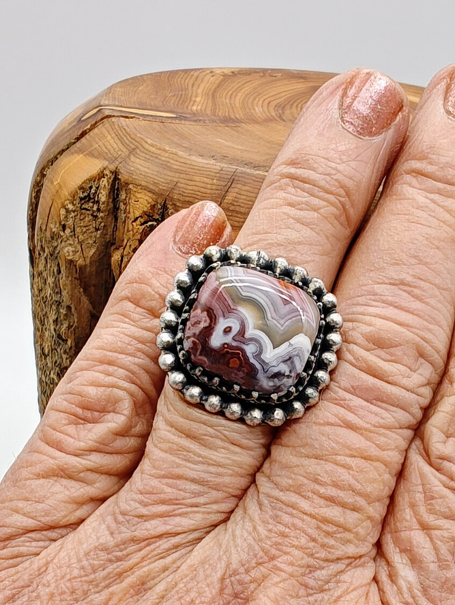 Crazy Lace Agate Ring in Sterling Silver by Folks On The Edge, Size 5 - Folks On The Edge