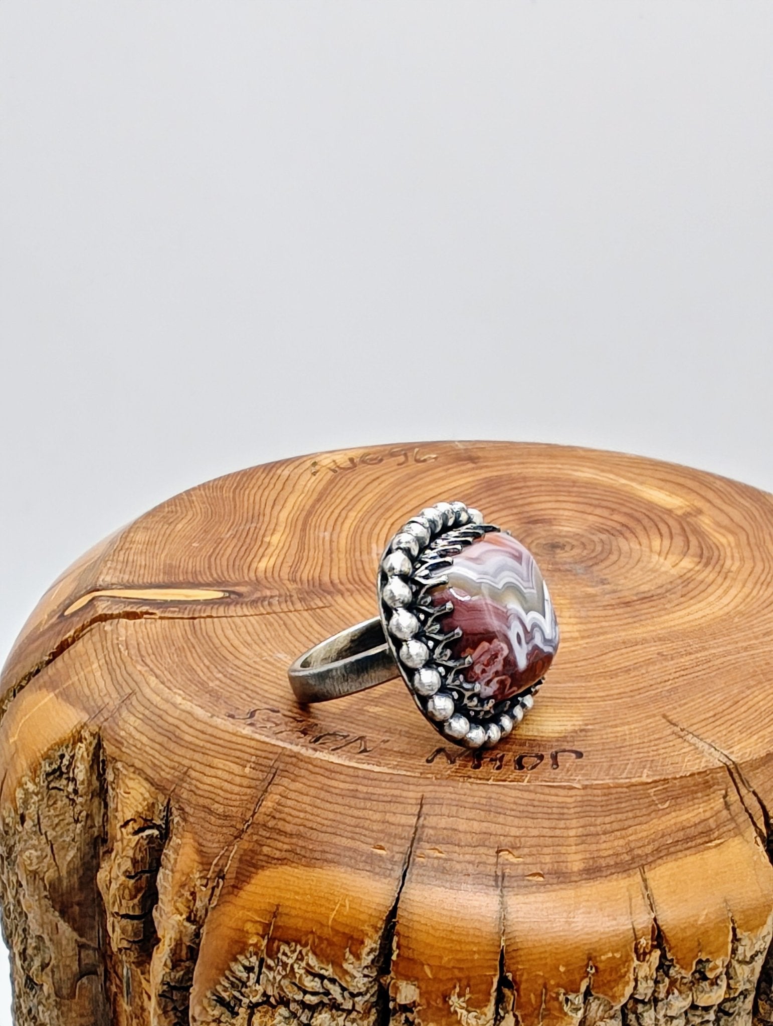 Crazy Lace Agate Ring in Sterling Silver by Folks On The Edge, Size 5 - Folks On The Edge