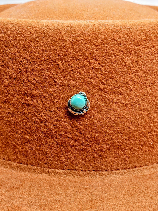Kingman Turquoise Feather Sterling Silver Cowboy Hat Pin or Tie Tack - Folks On The Edge