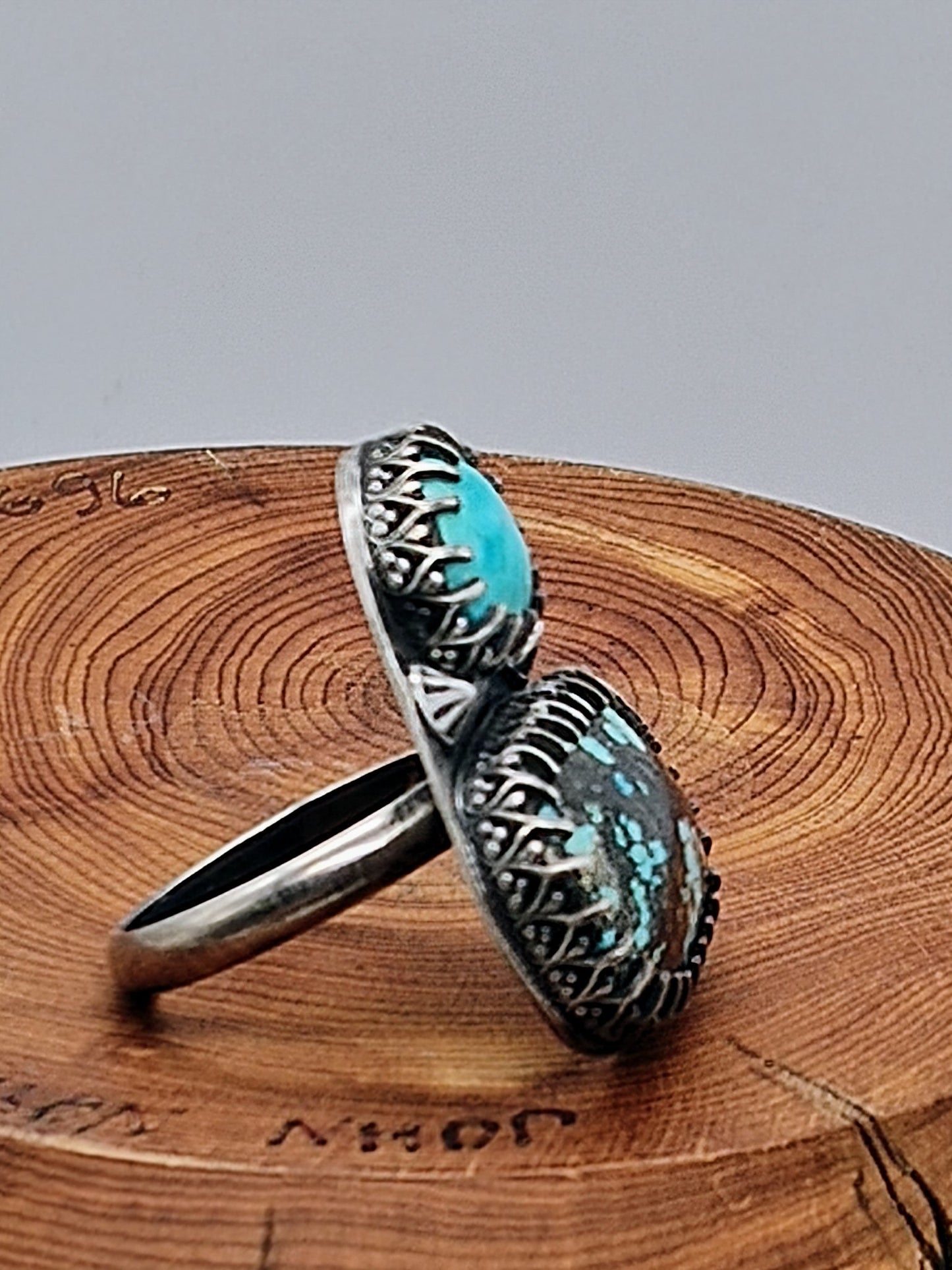 Morenci Turquoise Ring in Sterling Silver by Folks On The Edge, Size 8 1/4 - Folks On The Edge