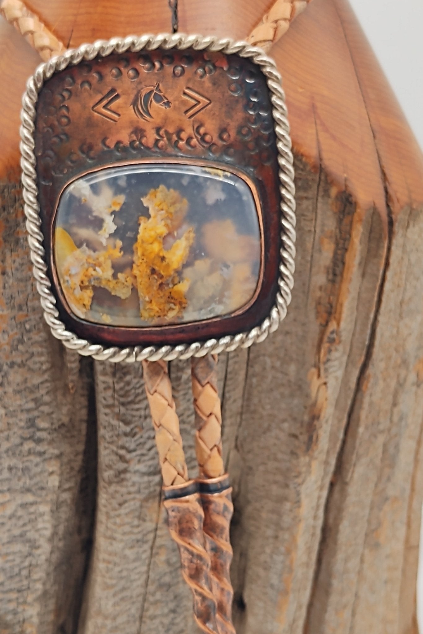 Plume Agate Copper Bolo Tie with Genuine Graveyard Point Plume Agate - Folks On The Edge