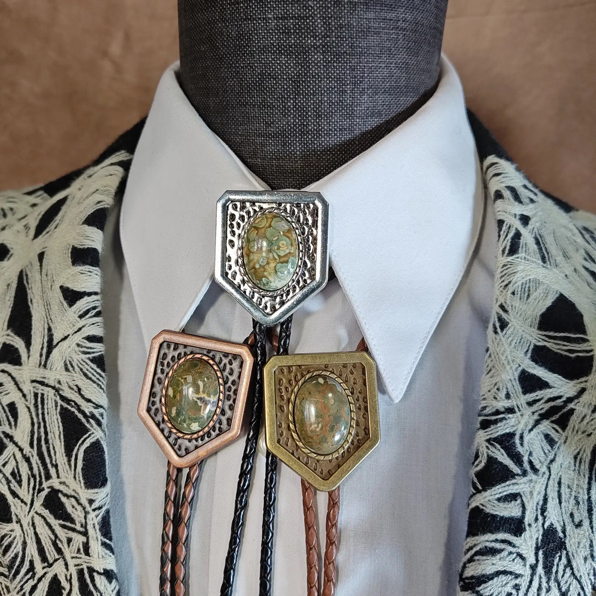 Rainforest Jasper in Oakley Setting Gold, Silver or Copper - Folks On The Edge
